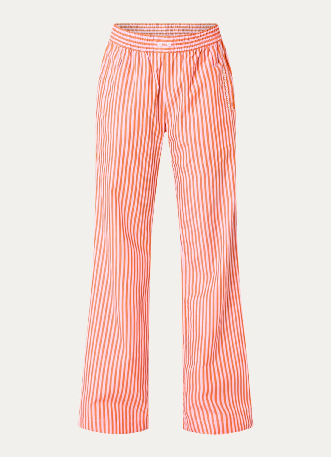 Zadig&Voltaire Poma high waist wide fit broek met streepprint - voorkant orange