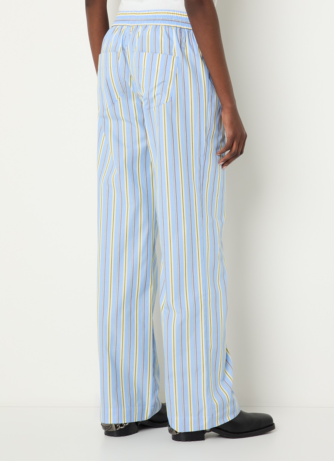 Zadig&Voltaire Poma straight fit broek met streepprint - achterkant 2 lichtblauw