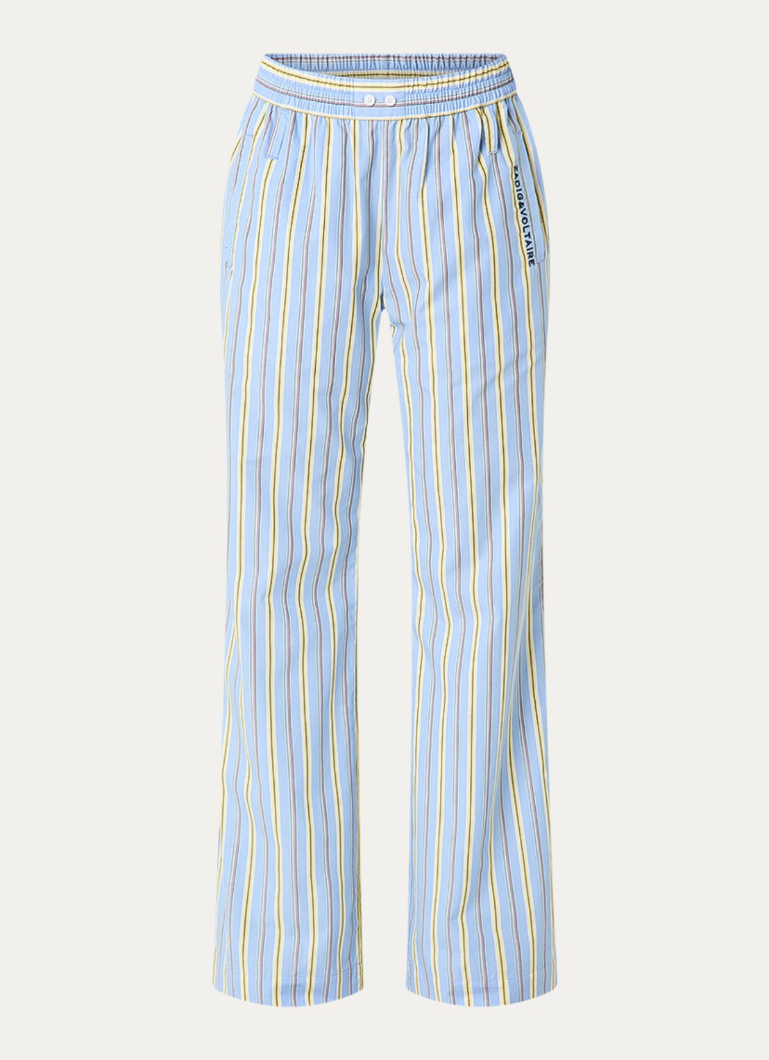 Zadig&Voltaire Poma straight fit broek met streepprint - voorkant 3 lichtblauw