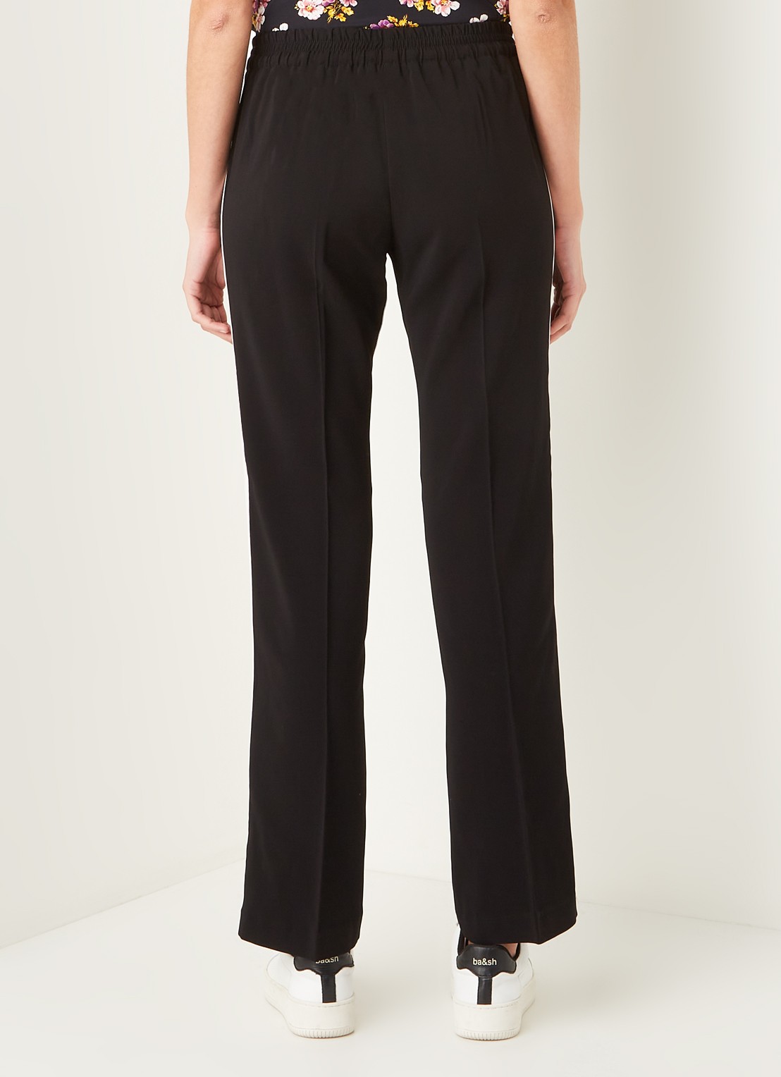 Zadig&Voltaire Pomy high waist straight fit trackpants van crêpe - achterkant 4 zwart