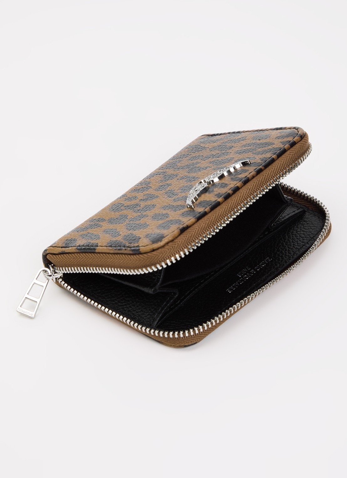 Zadig&Voltaire Portemonnee van leer met panterprint - voorkant 3 bruin