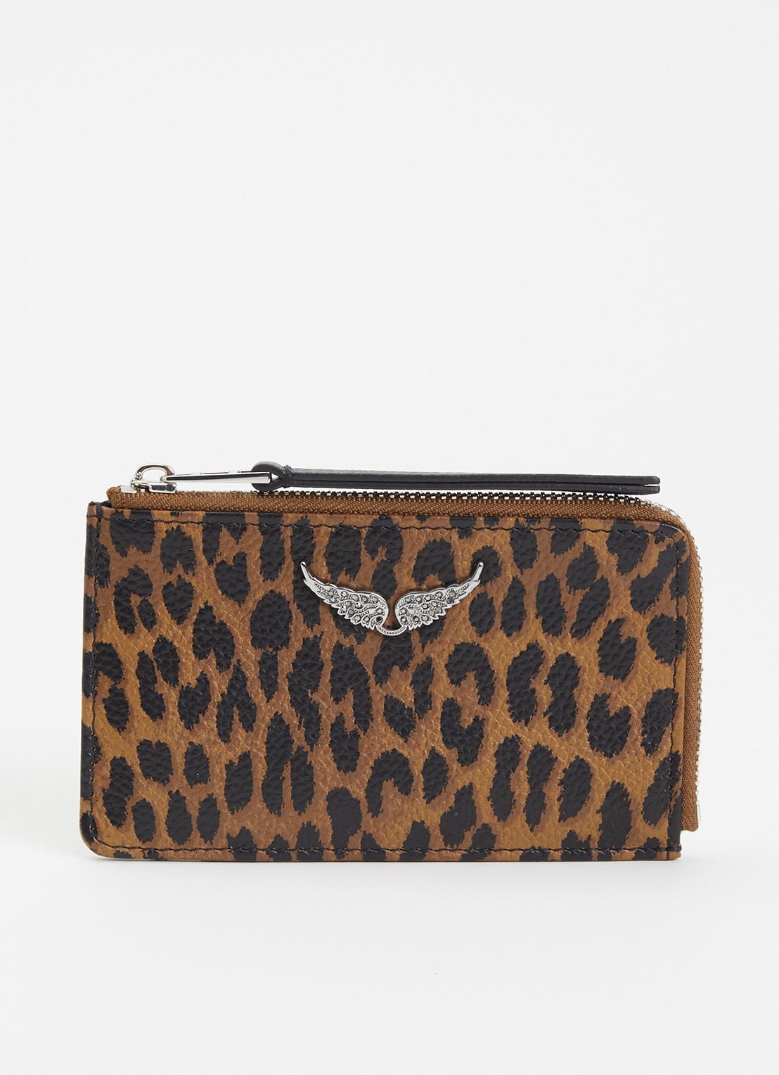 Zadig&Voltaire Portomonee van leer met panterprint  - voorkant 2 bruin