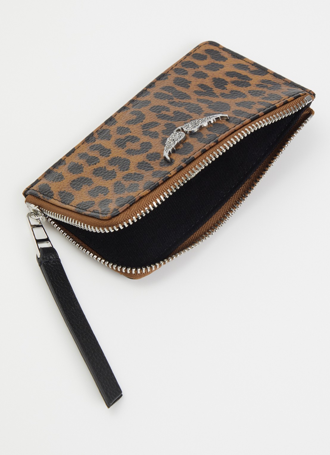 Zadig&Voltaire Portomonee van leer met panterprint  - voorkant 3 bruin