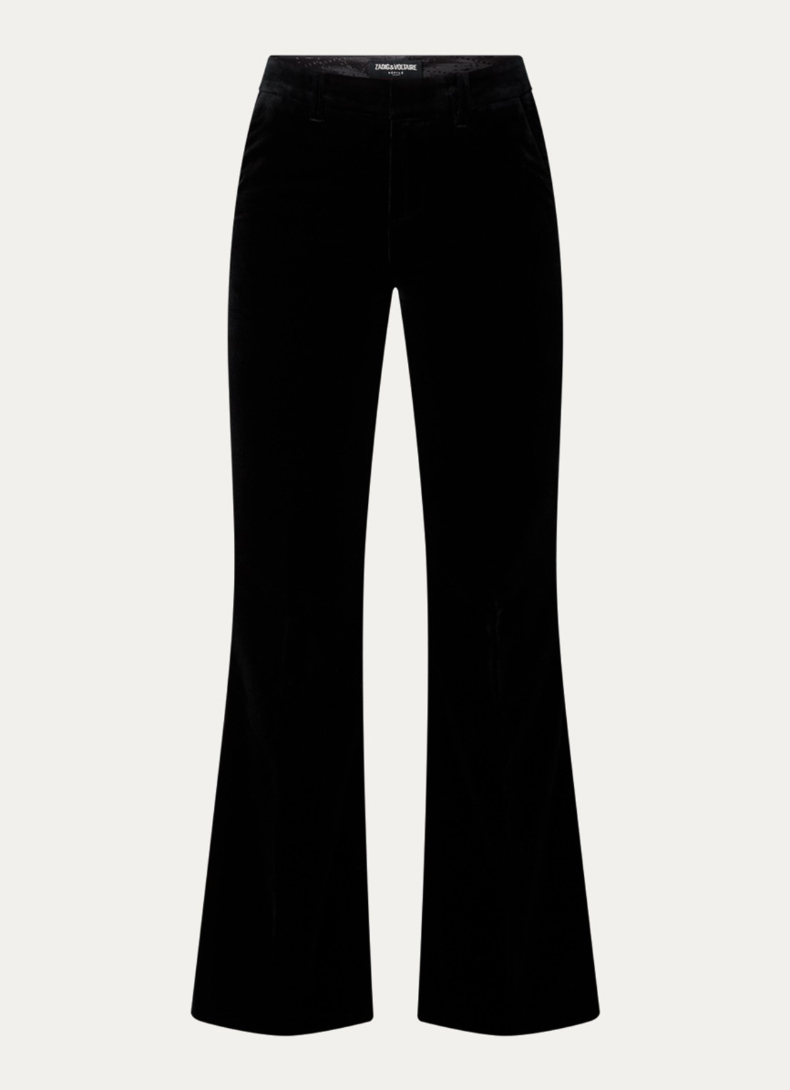 Zadig&Voltaire Prevy high waist flared fit pantalon van fluweel met steekzakken - voorkant 3 zwart
