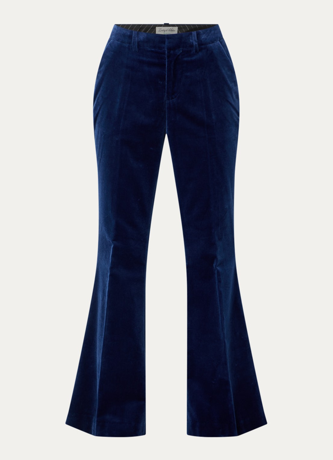 Zadig&Voltaire Prevy mid waist flared fit pantalon van fluweel met steekzakken - voorkant royalblauw