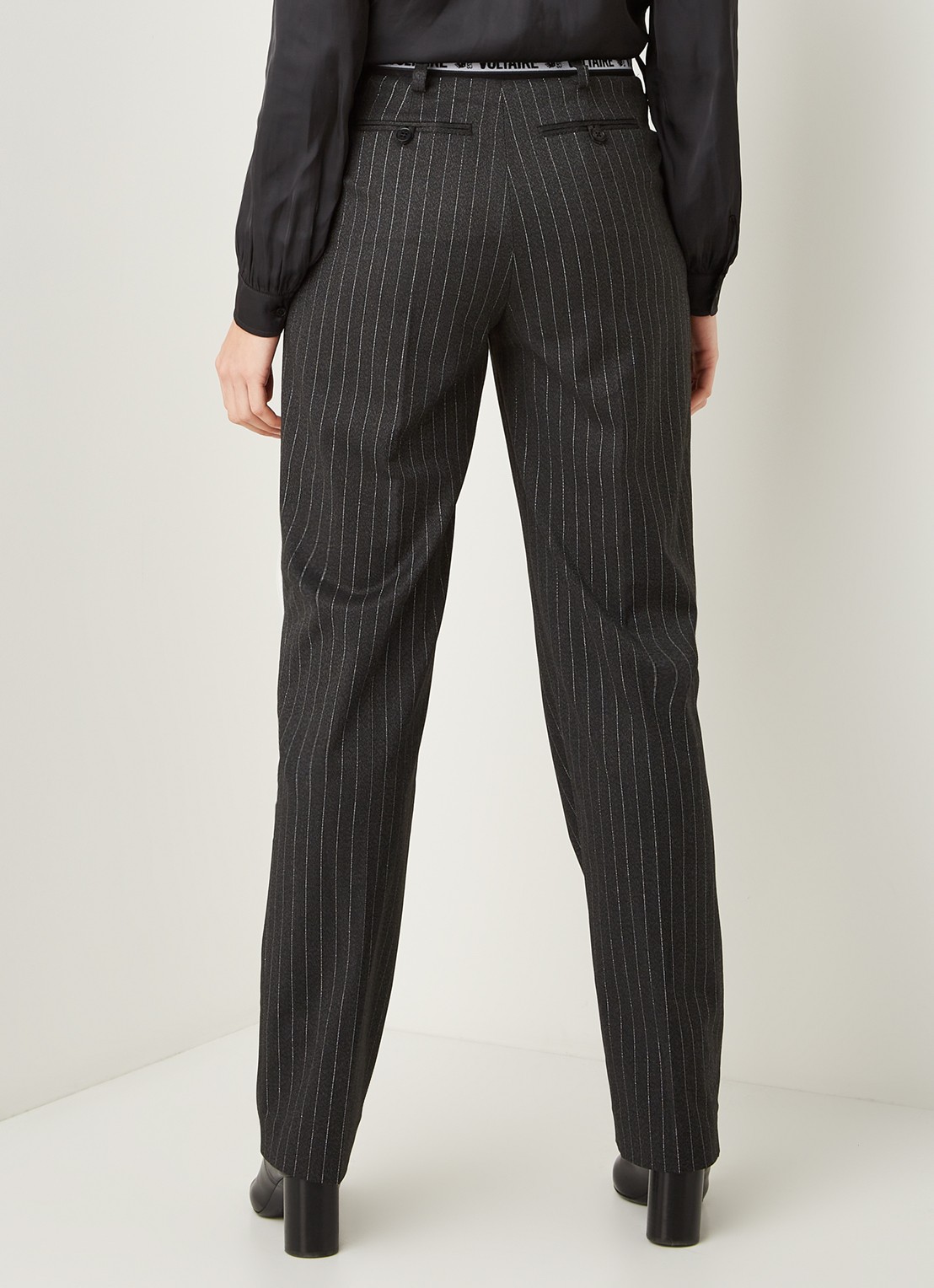 Zadig&Voltaire Profil high waist wide fit pantalon met lurex - achterkant grijs