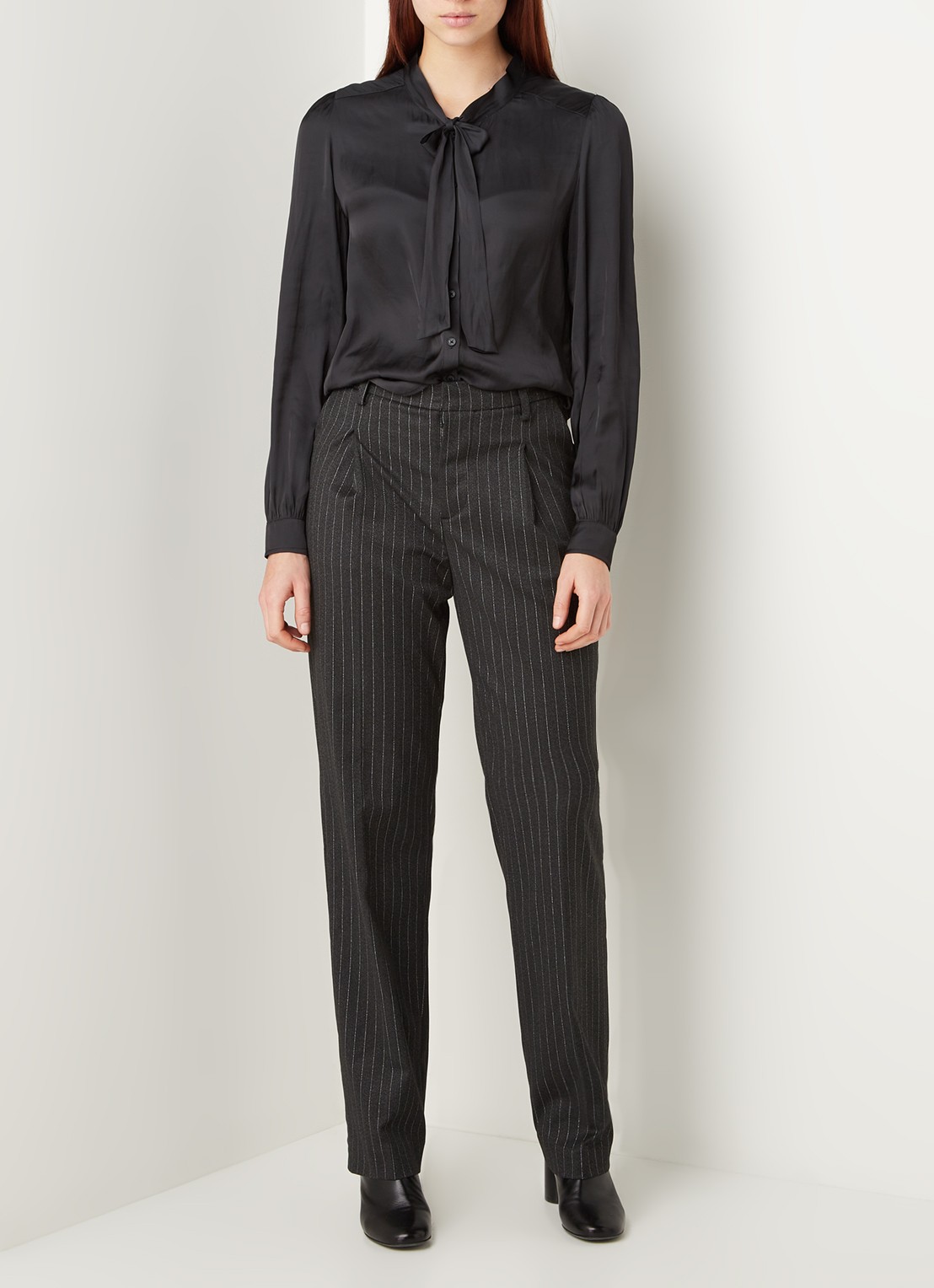Zadig&Voltaire Profil high waist wide fit pantalon met lurex - voorkant 3 grijs