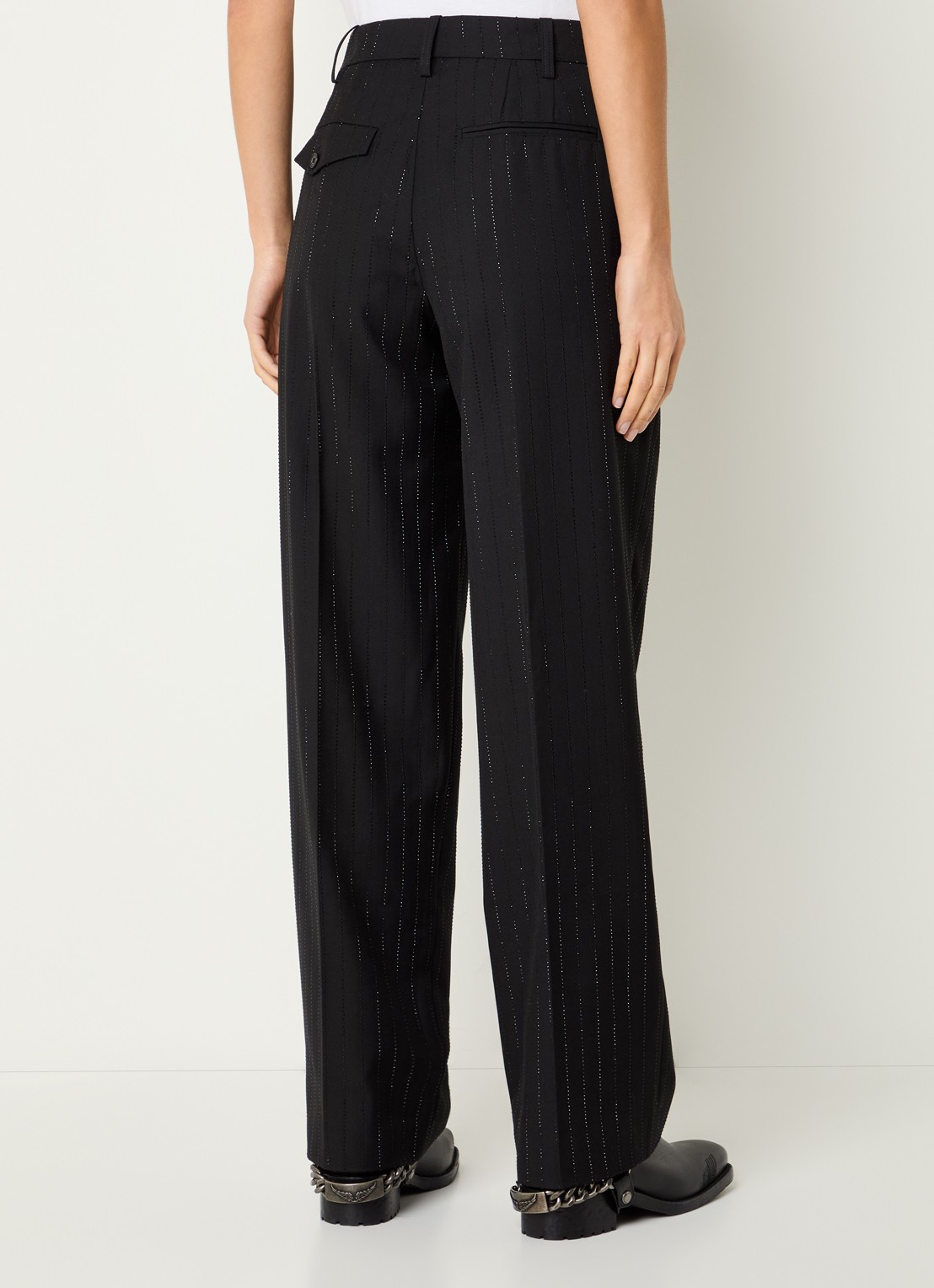 Zadig&Voltaire Puros high waist loose fit pantalon met strass - achterkant zwart