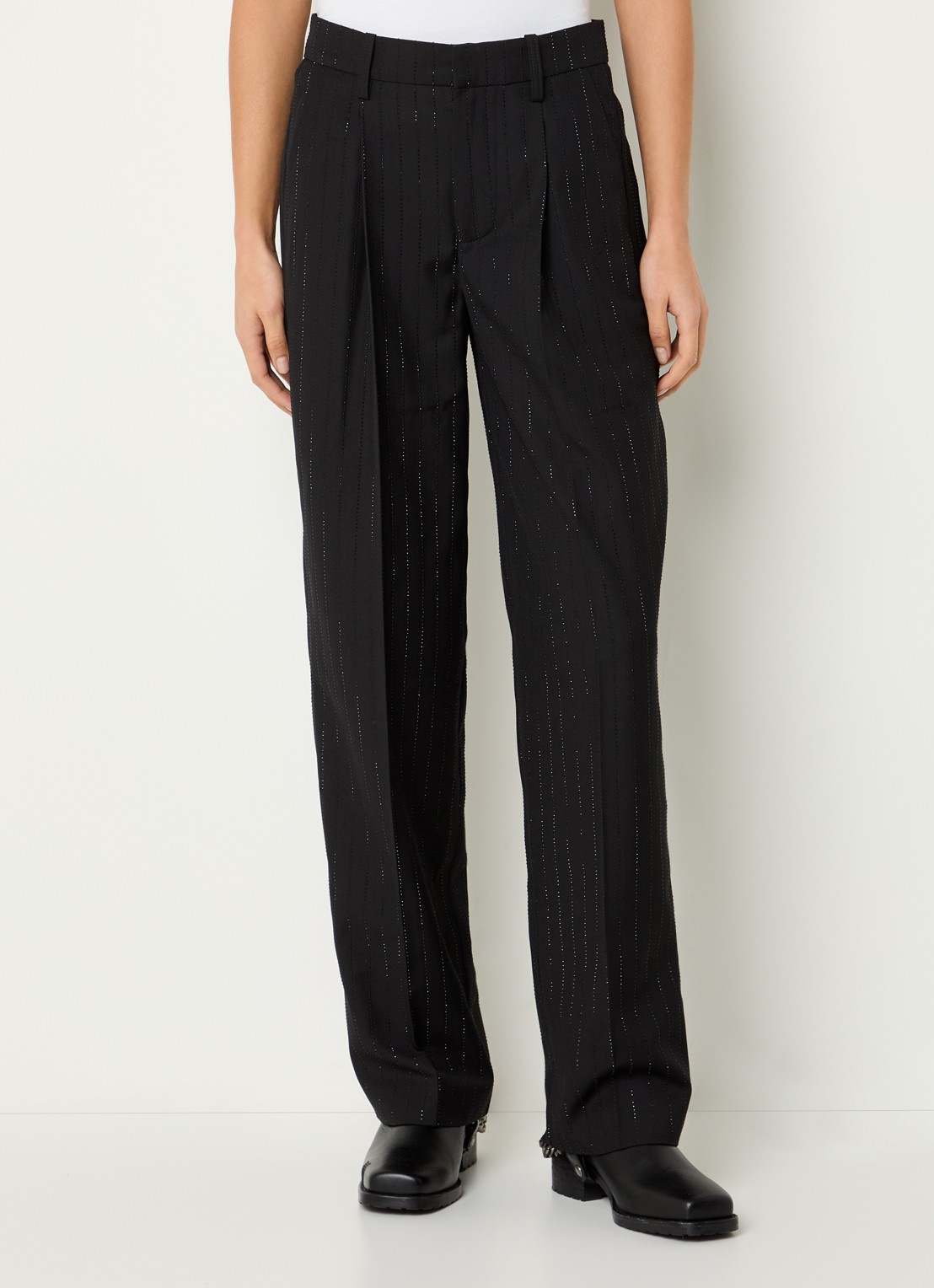 Zadig&Voltaire Puros high waist loose fit pantalon met strass - detail 2 zwart