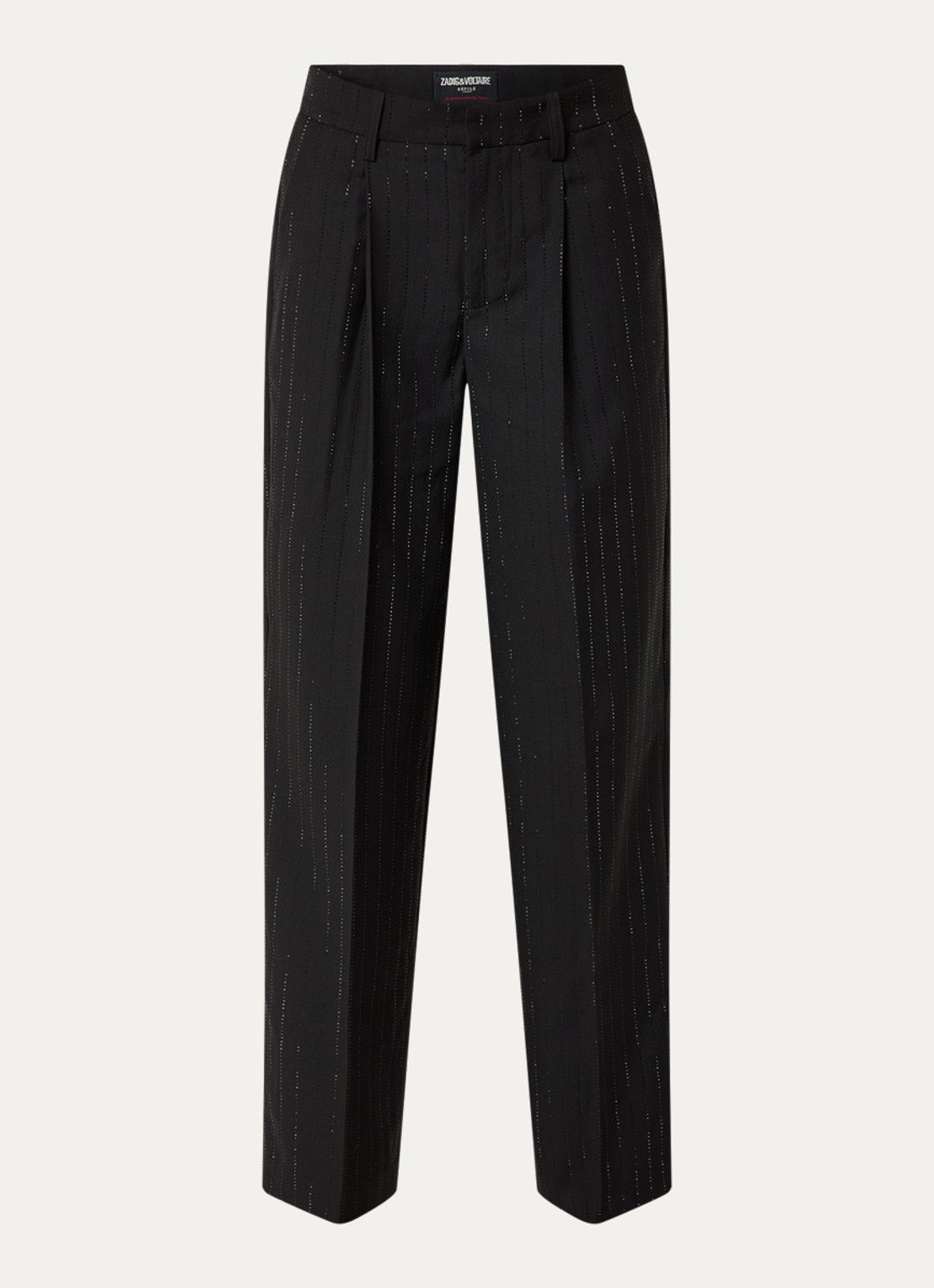 Zadig&Voltaire Puros high waist loose fit pantalon met strass - voorkant 3 zwart