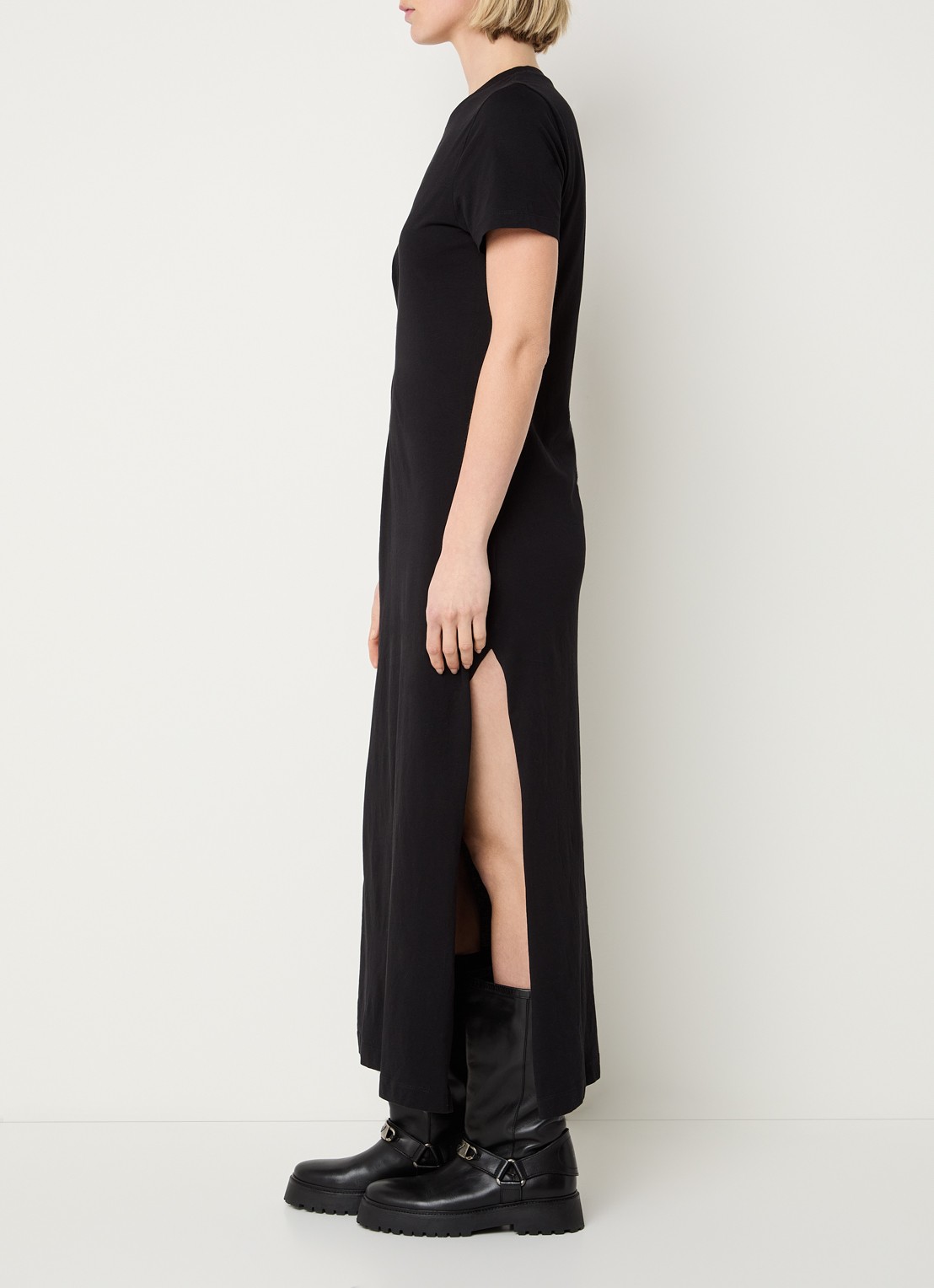 Zadig&Voltaire Raja midi  T-shirt jurk met afneembare broche - voorkant 3 zwart
