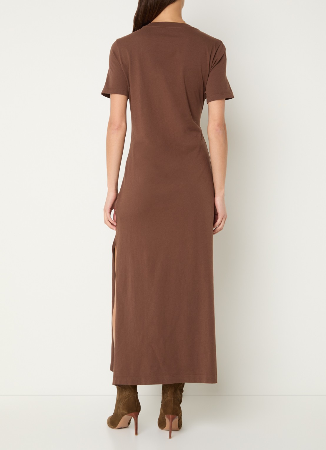 Zadig&Voltaire Raja midi  T-shirt jurk met afneembare broche - achterkant bruin