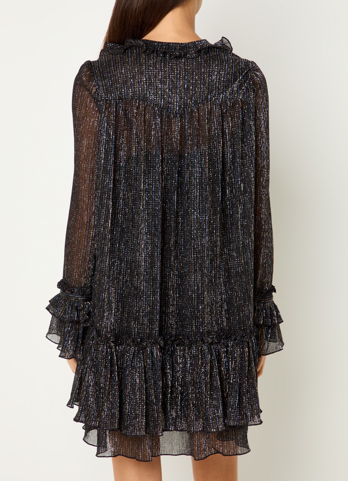 Zadig&Voltaire Ralice mini jurk met volant en lurex - achterkant 2 zwart