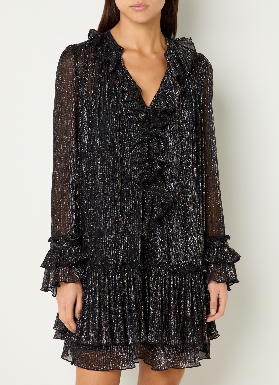 Zadig&Voltaire Ralice mini jurk met volant en lurex - detail zwart