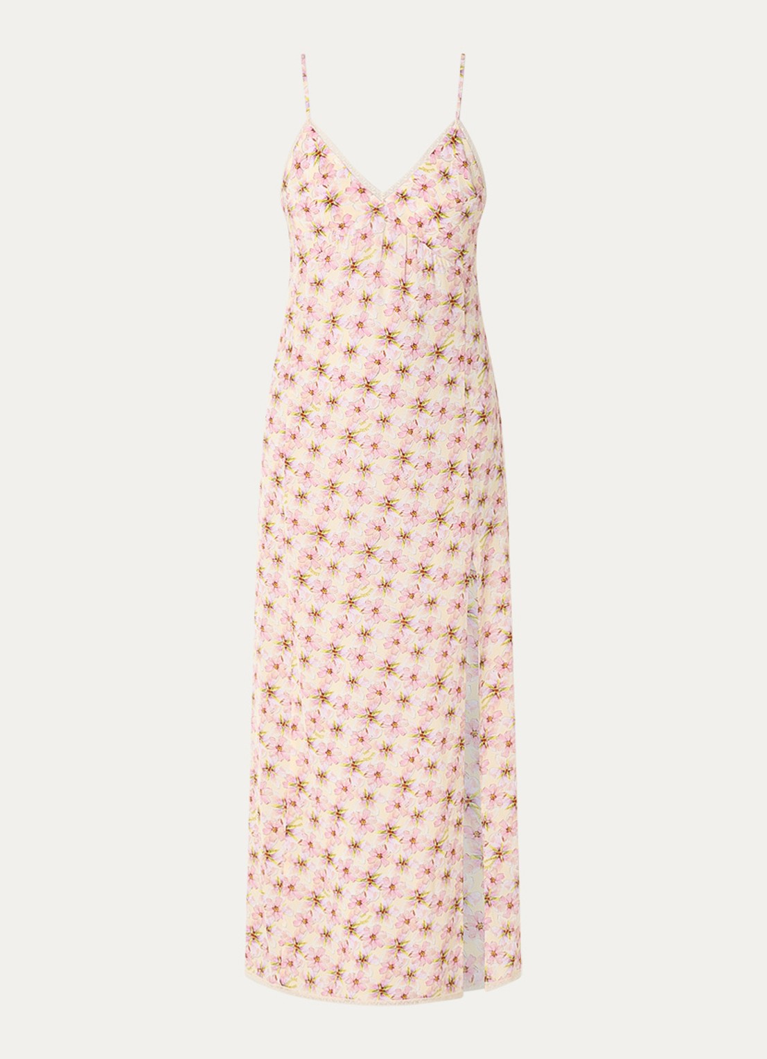 Zadig&Voltaire Ramelil maxi jurk met bloemenprint en details van kant - voorkant 2 roze