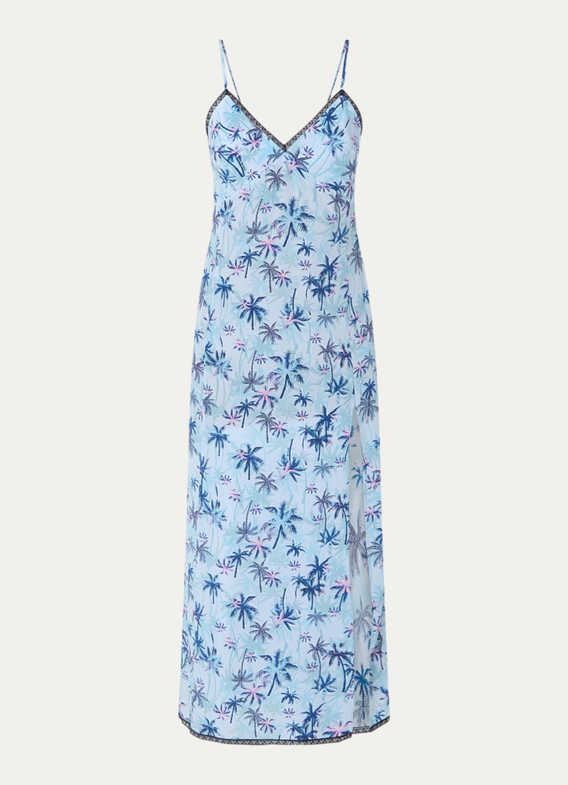 Zadig&Voltaire Ramelil midi jurk van zijde met print - voorkant 4 lichtblauw