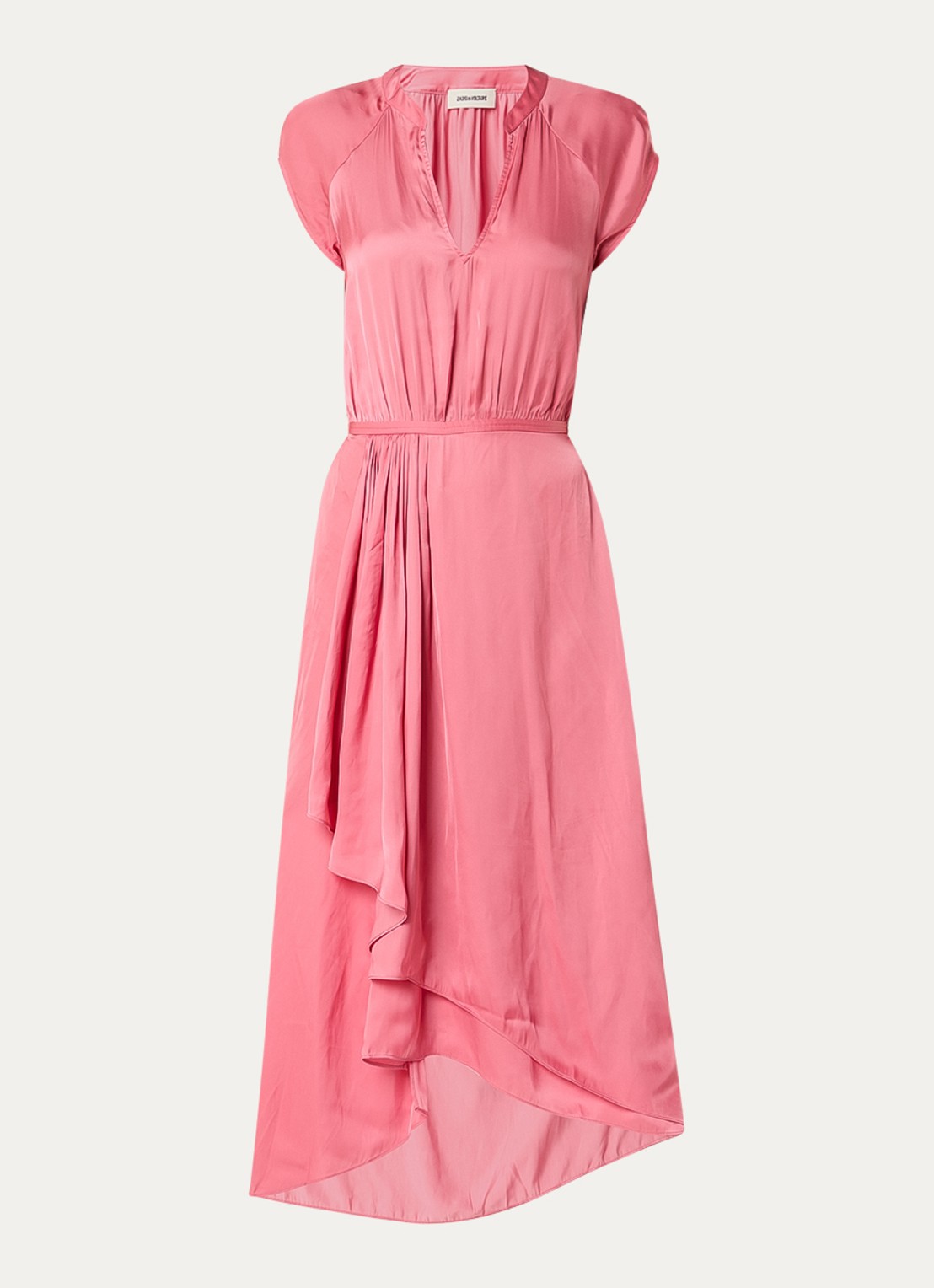 Zadig&Voltaire Randall midi jurk van satijn met asymmetrische zoom - voorkant 3 oudroze