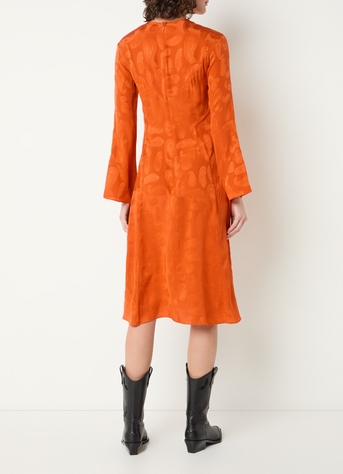 Zadig&Voltaire Randon midi tuniekjurk van zijde met jacquard dessin - achterkant orange