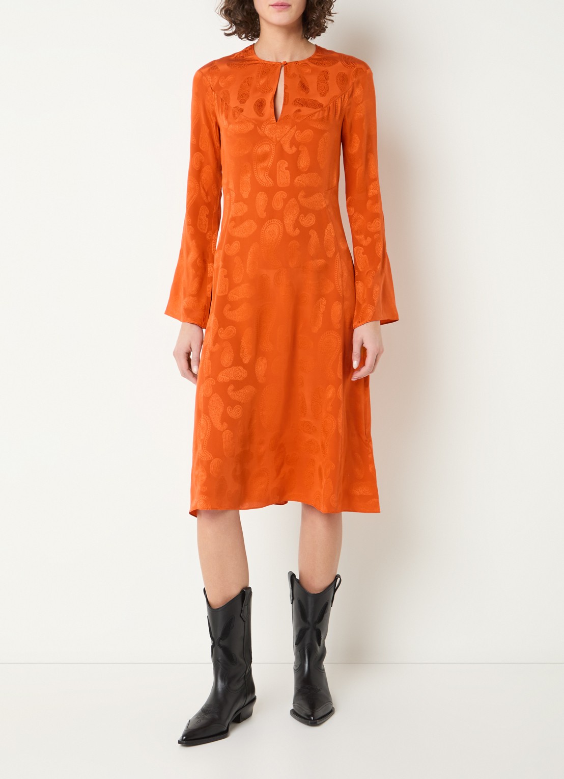 Zadig&Voltaire Randon midi tuniekjurk van zijde met jacquard dessin - detail 4 orange