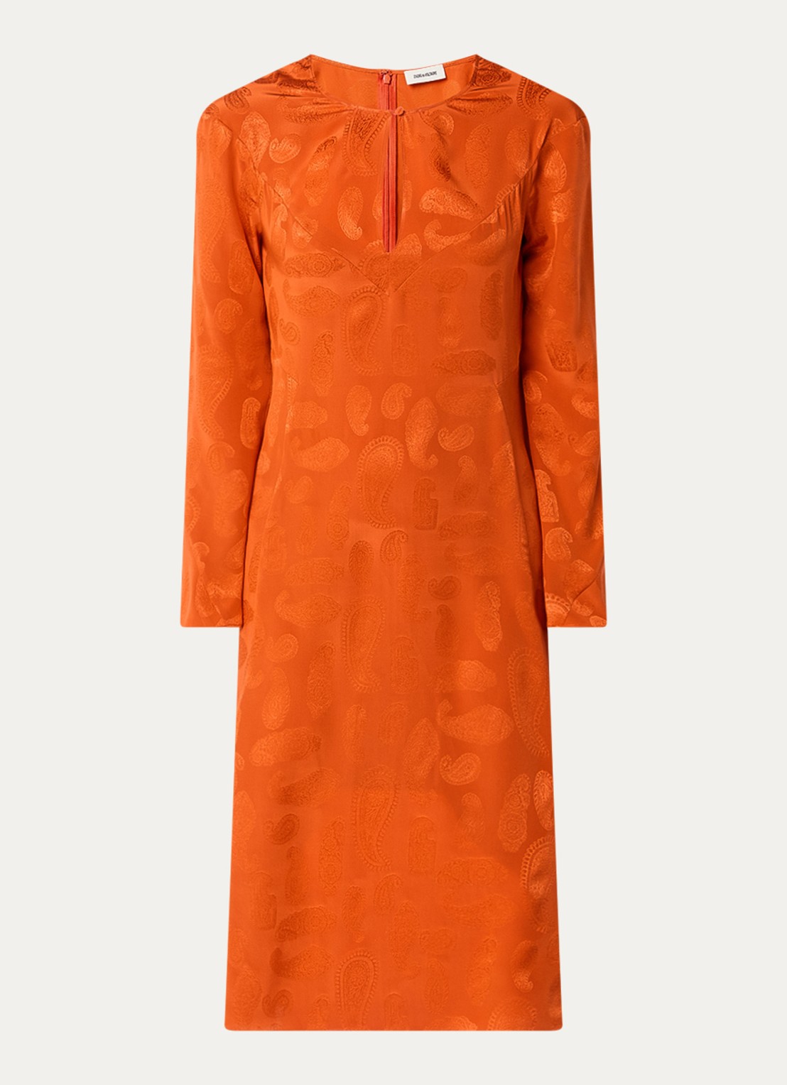 Zadig&Voltaire Randon midi tuniekjurk van zijde met jacquard dessin - voorkant 2 orange