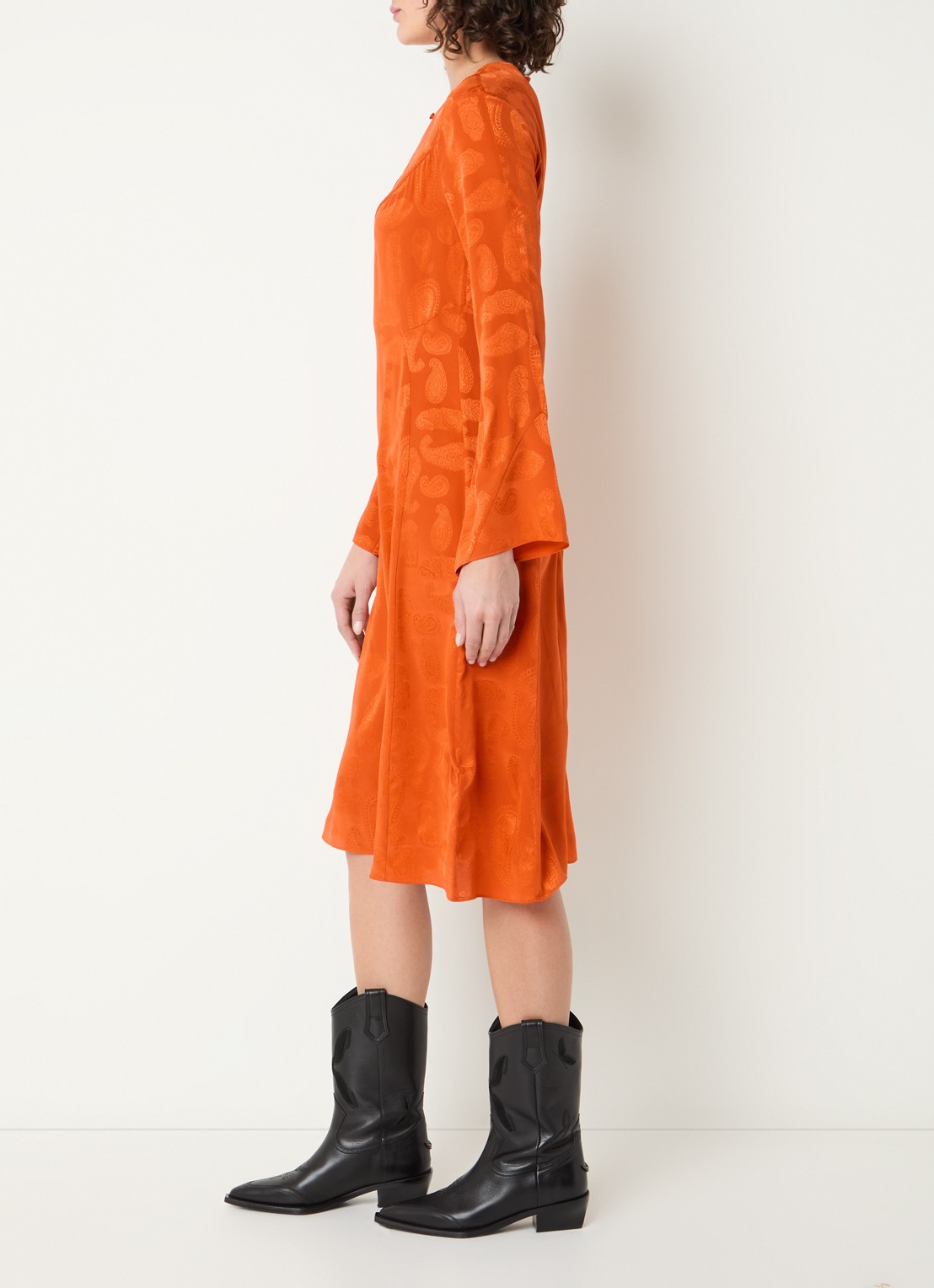 Zadig&Voltaire Randon midi tuniekjurk van zijde met jacquard dessin - voorkant 3 orange