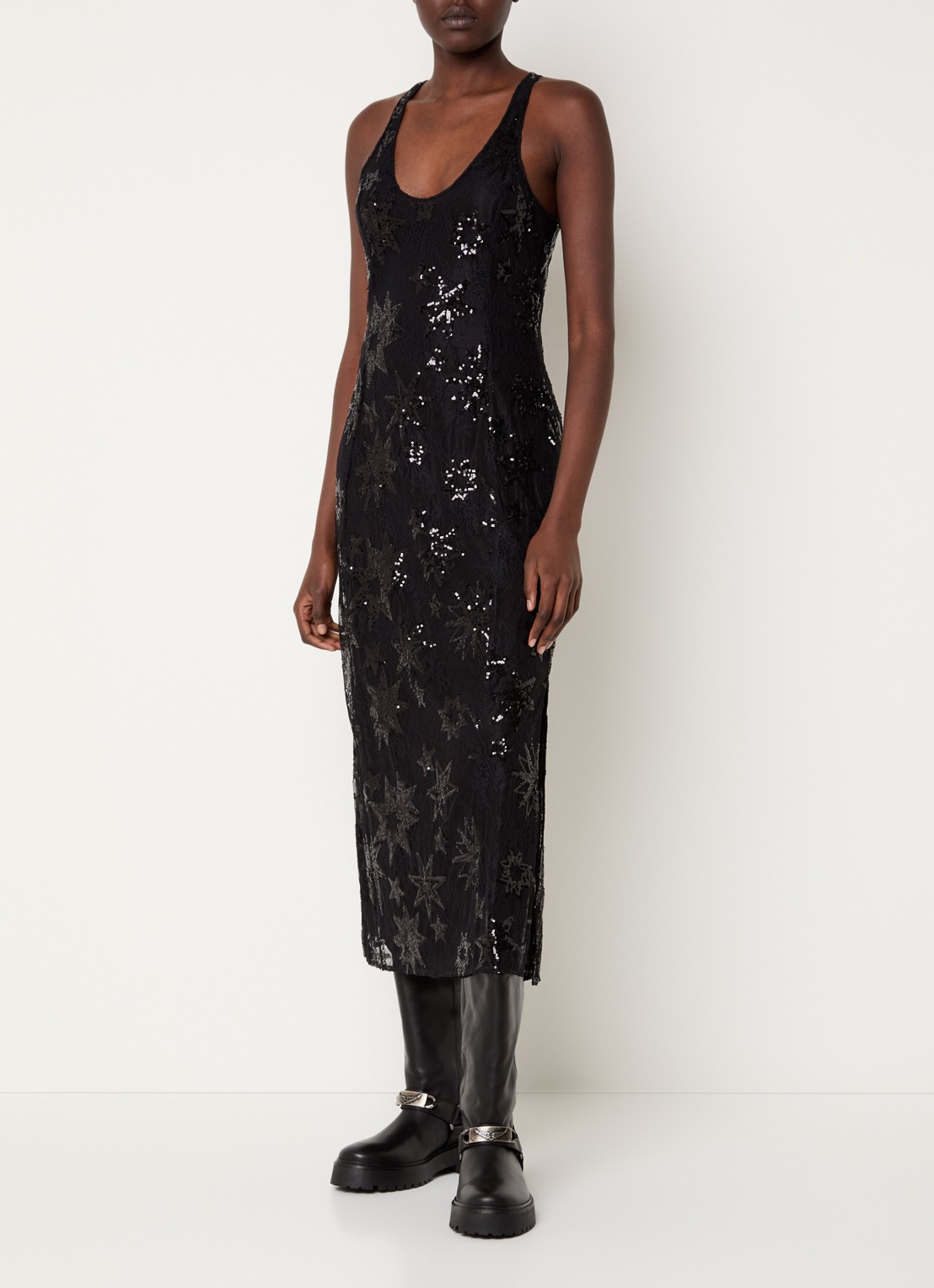 Zadig&Voltaire Rarysa maxi jurk van kant met pailletten - detail 4 zwart