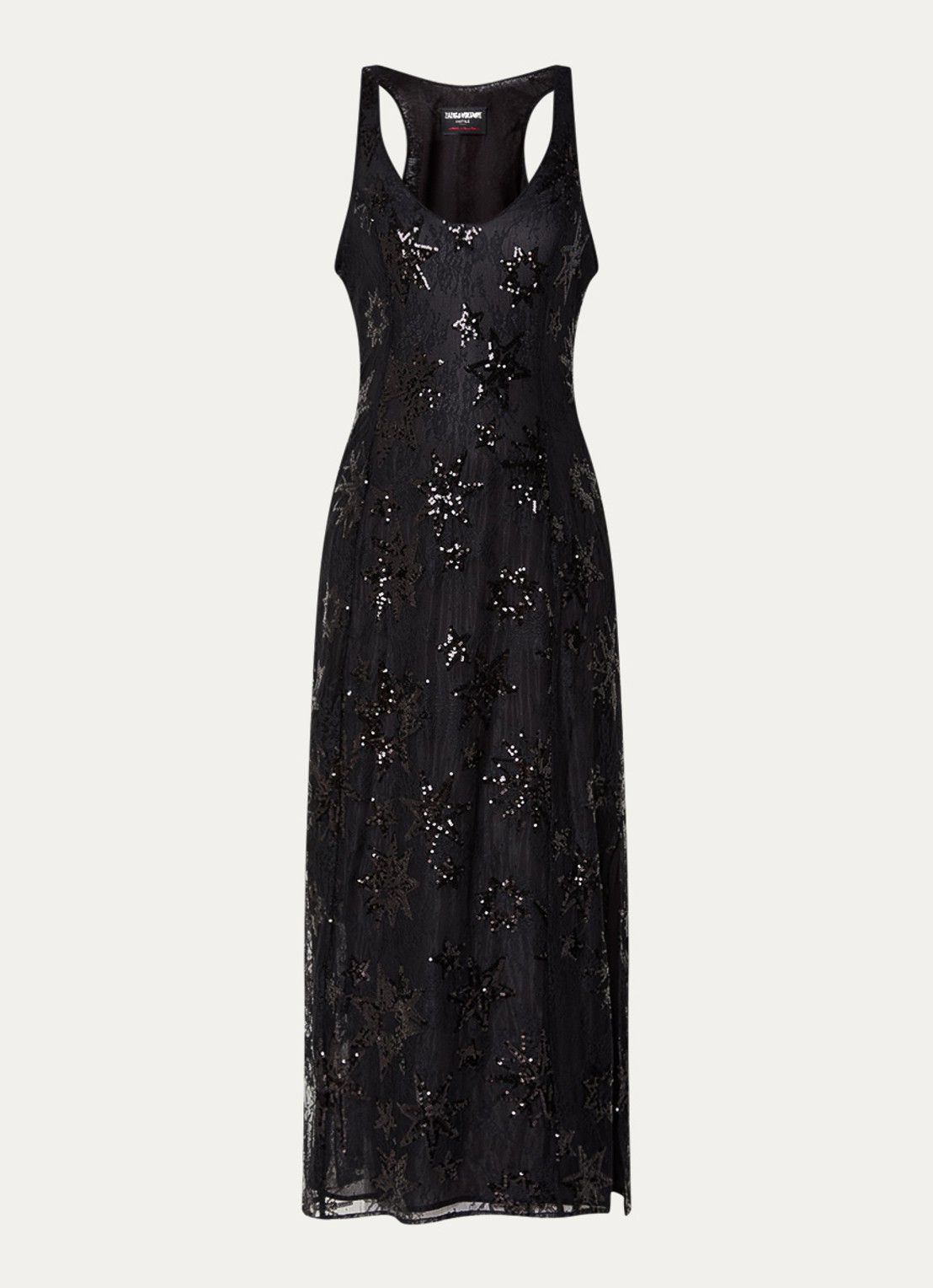 Zadig&Voltaire Rarysa maxi jurk van kant met pailletten - voorkant zwart