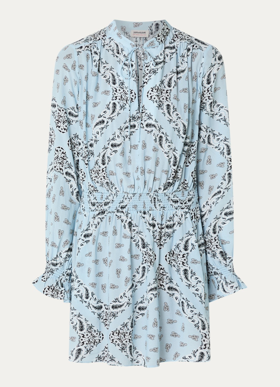 Zadig&Voltaire Rayados mini tuniekjurk met logoprint  - voorkant lichtblauw