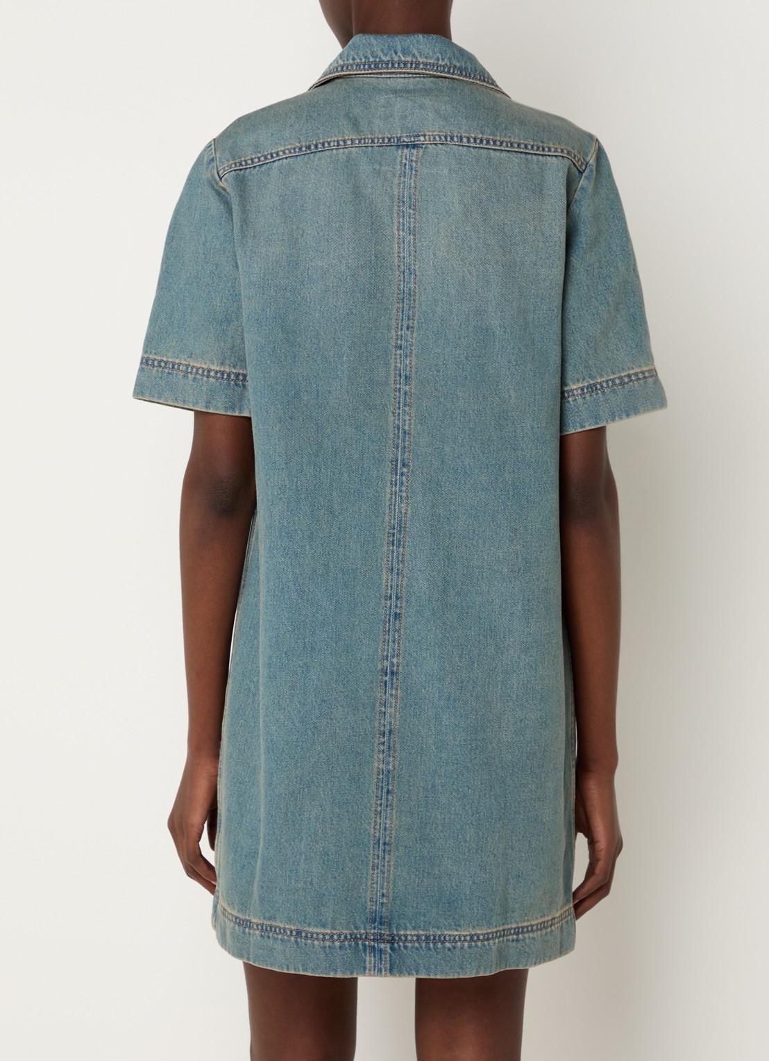 Zadig&Voltaire Record mini denim jurk met klepzakken - achterkant indigo