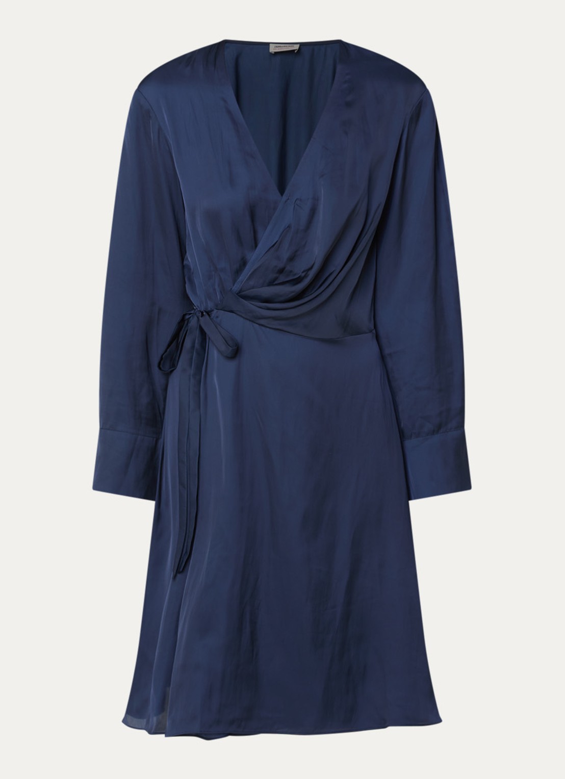 Zadig&Voltaire Remoir mini wikkeljurk van satijn - voorkant 3 donkerblauw