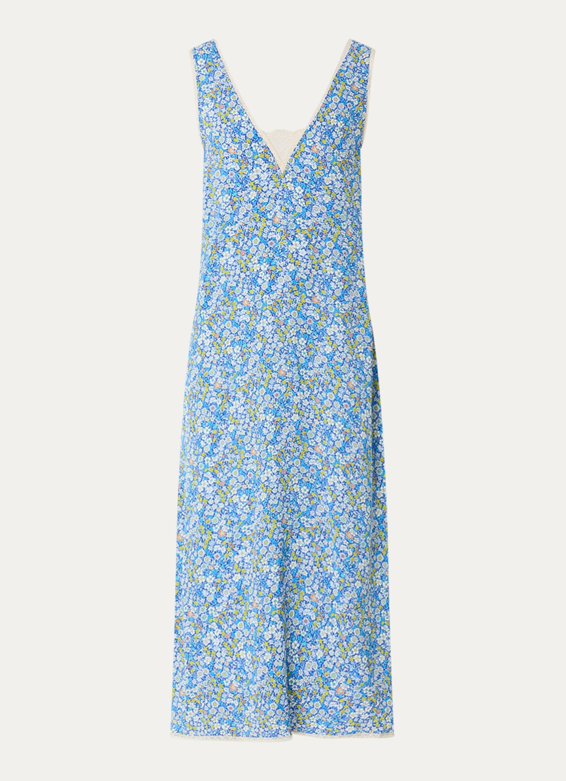 Zadig&Voltaire Renzo midi jurk met bloemenprint en details van kant  - voorkant 2 blauw