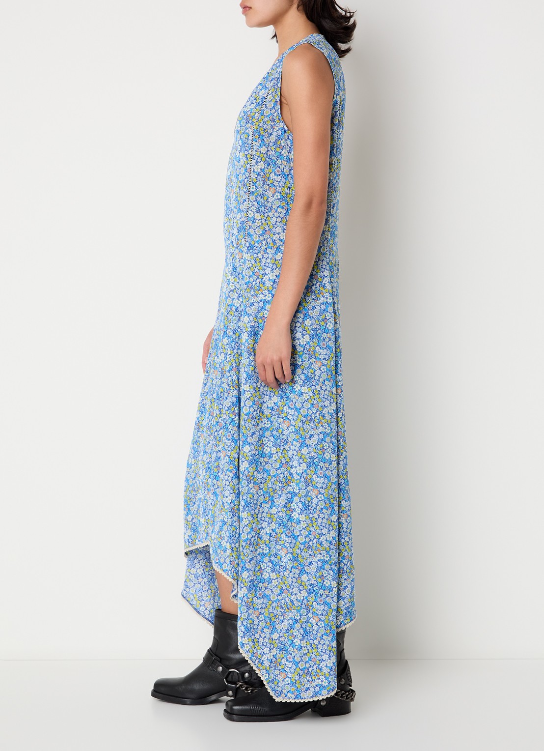 Zadig&Voltaire Rerol maxi jurk met print en asymmetrische zoom - voorkant 2 blauw