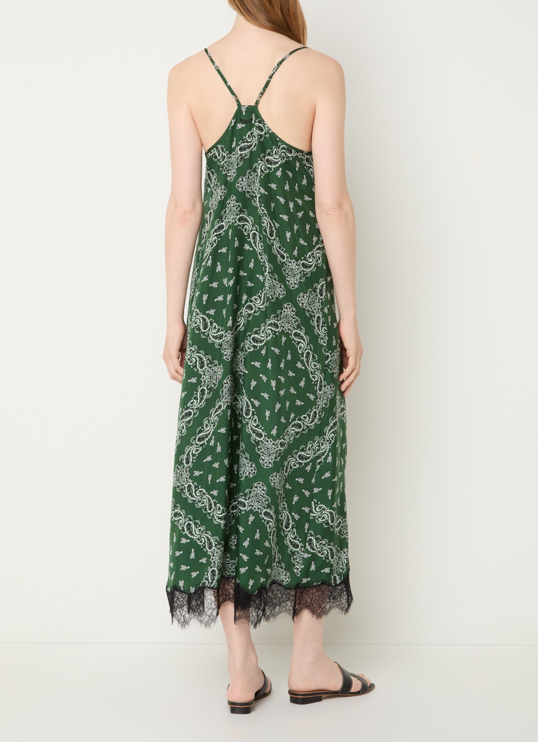 Zadig&Voltaire Respa midi jurk van zijde met paisley dessin - achterkant 4 groen