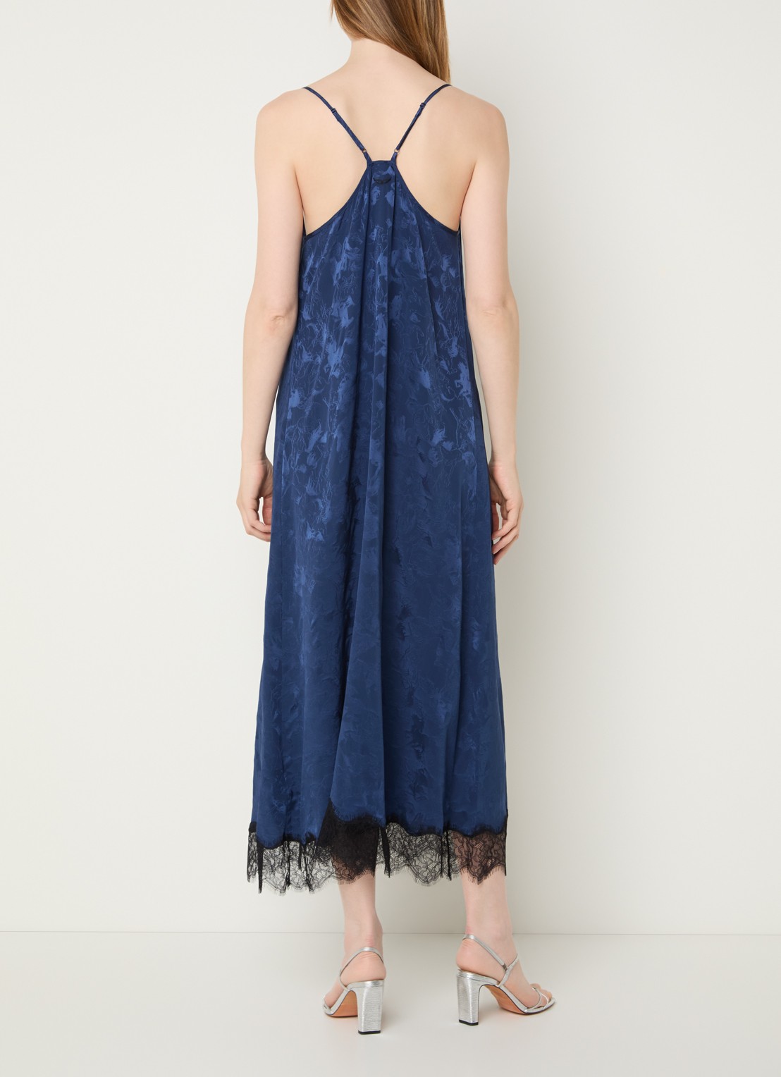 Zadig&Voltaire Respa midi jurk van zijde met print - achterkant 2 donkerblauw