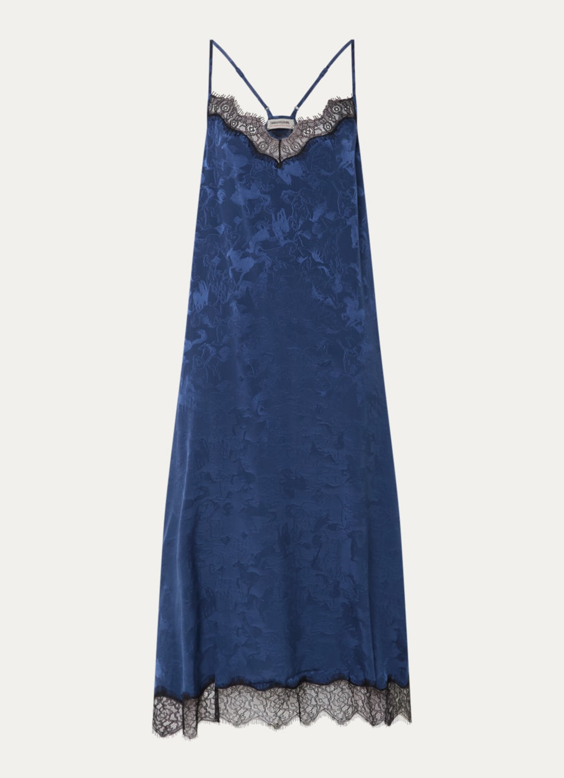 Zadig&Voltaire Respa midi jurk van zijde met print - voorkant 3 donkerblauw