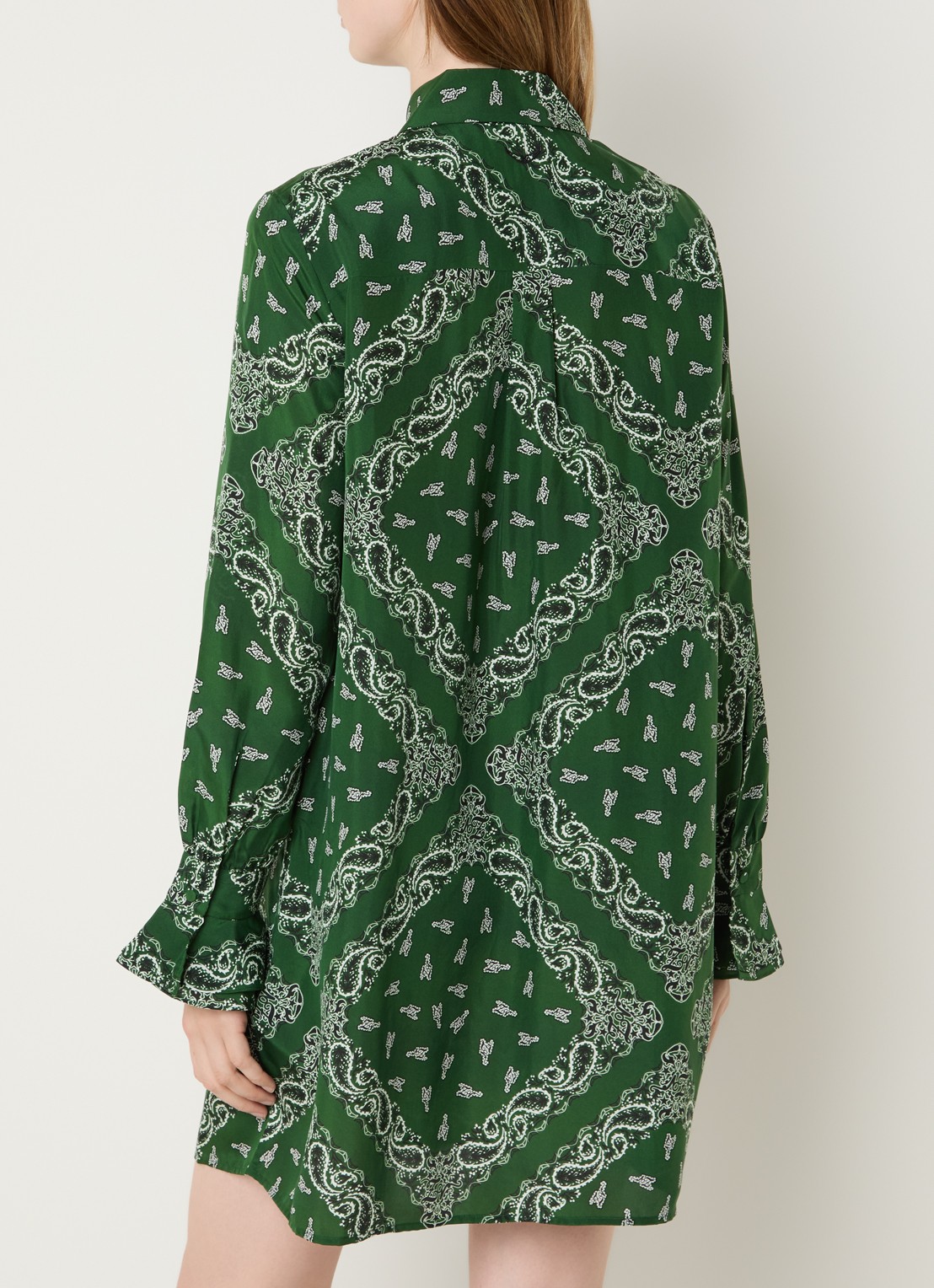 Zadig&Voltaire Rhelyne mini blousejurk van zijde met paisley dessin - achterkant 4 groen