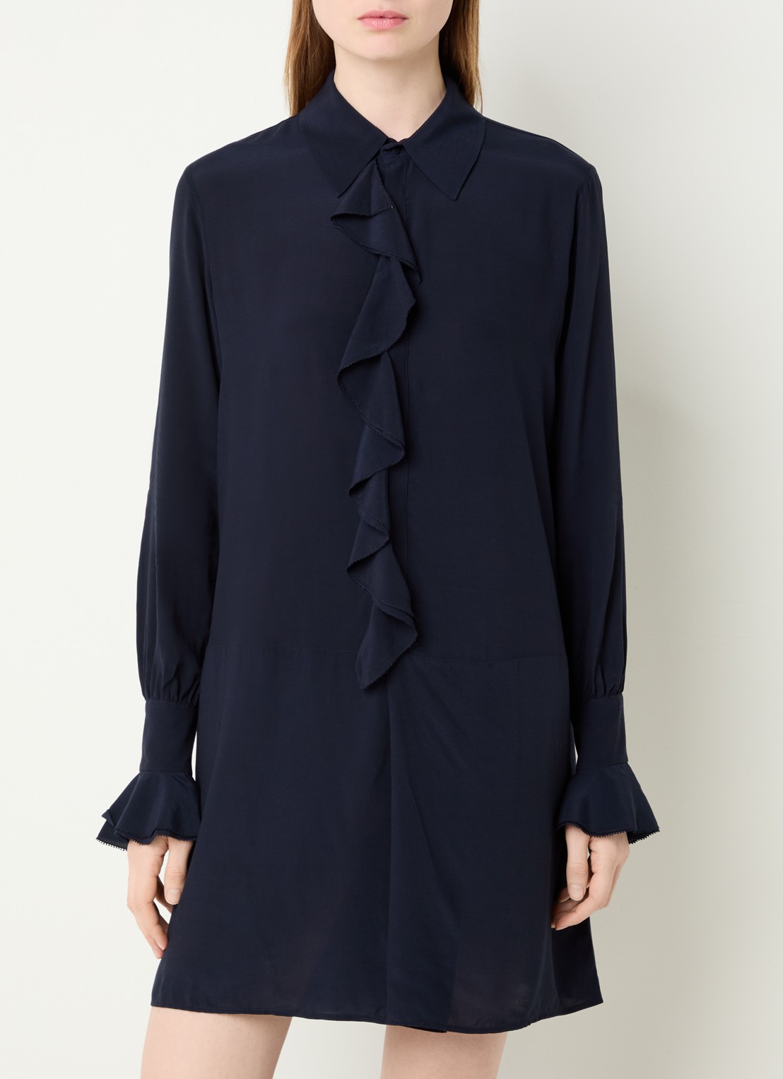 Zadig&Voltaire Rhelyne mini tuniekjurk met ruches - detail 2 donkerblauw
