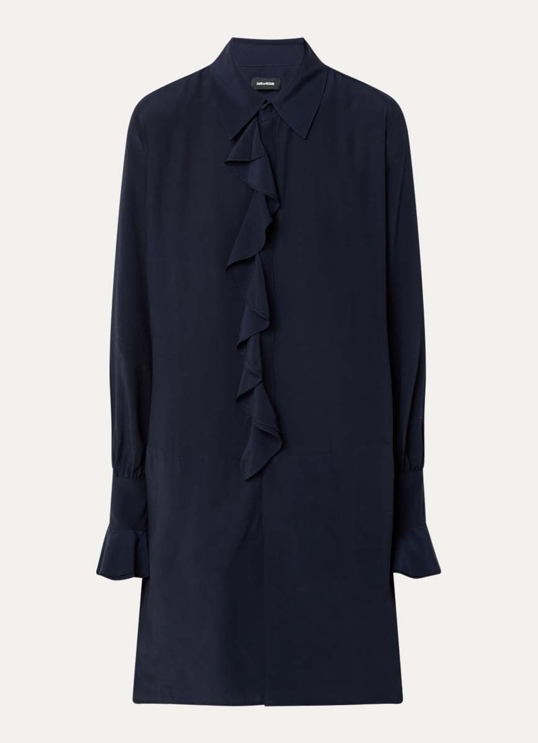 Zadig&Voltaire Rhelyne mini tuniekjurk met ruches - voorkant 3 donkerblauw