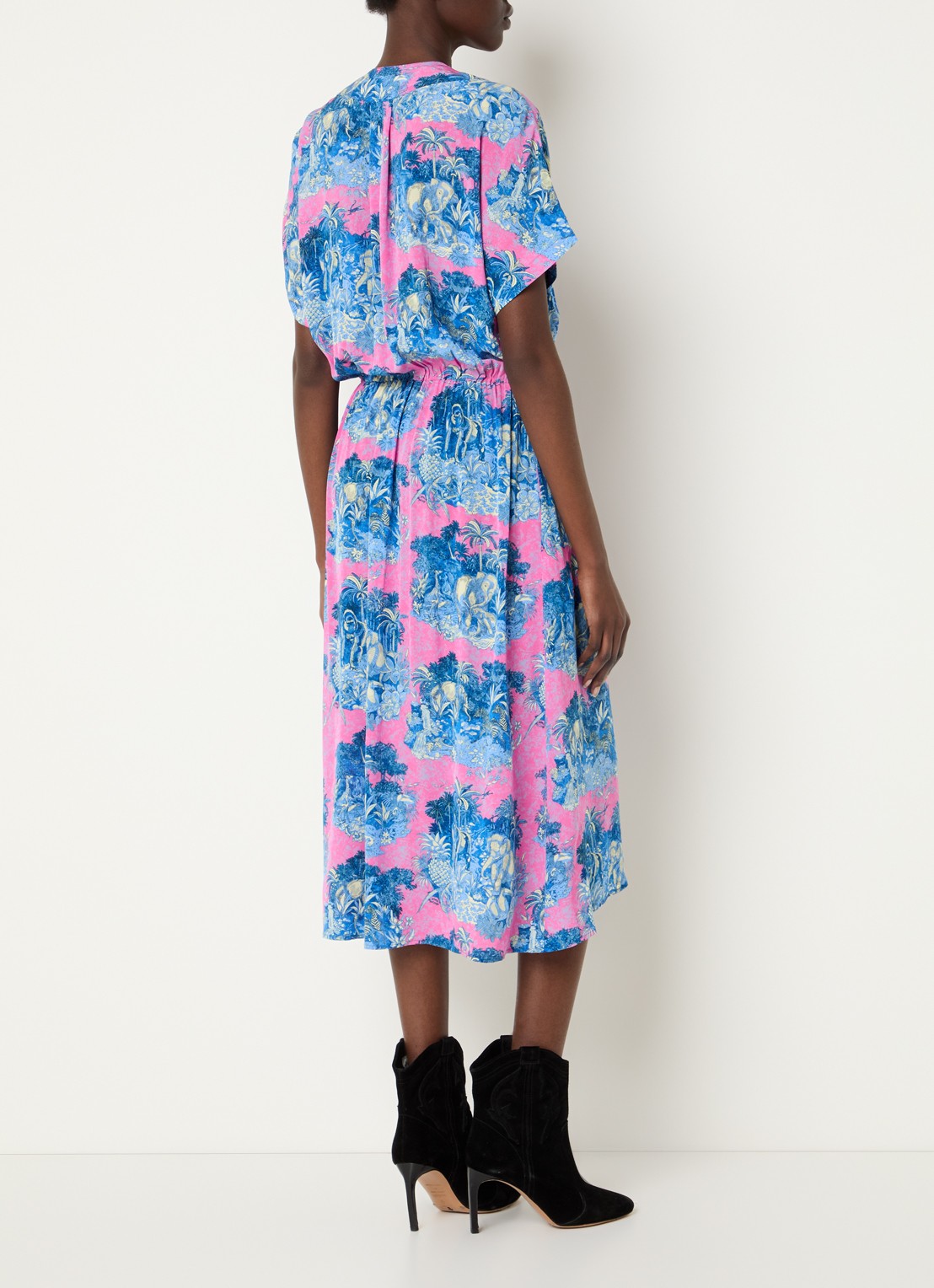 Zadig&Voltaire Riaz Smooth midi tuniekjurk met print - achterkant neonroze