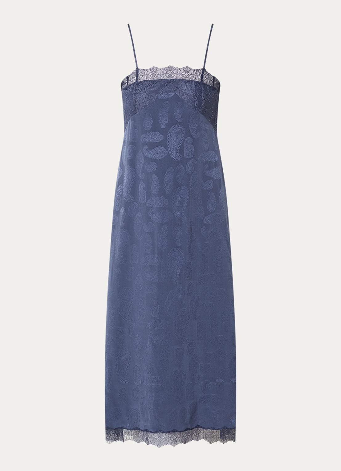 Zadig&Voltaire Ridar midi jurk van zijde met details van kant - voorkant 3 royalblauw