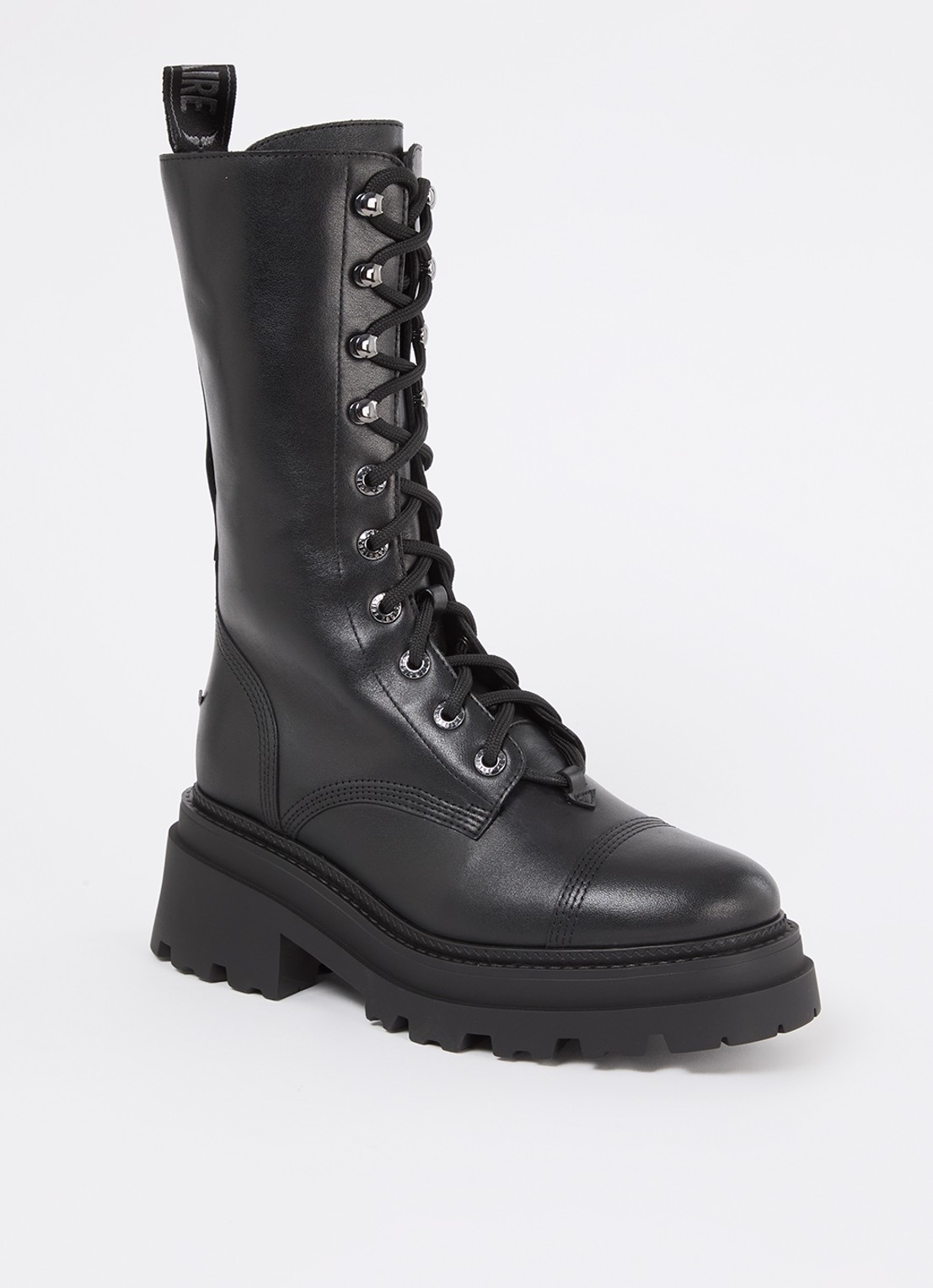 Zadig&Voltaire Ride bikerboot van leer - voorkant zwart