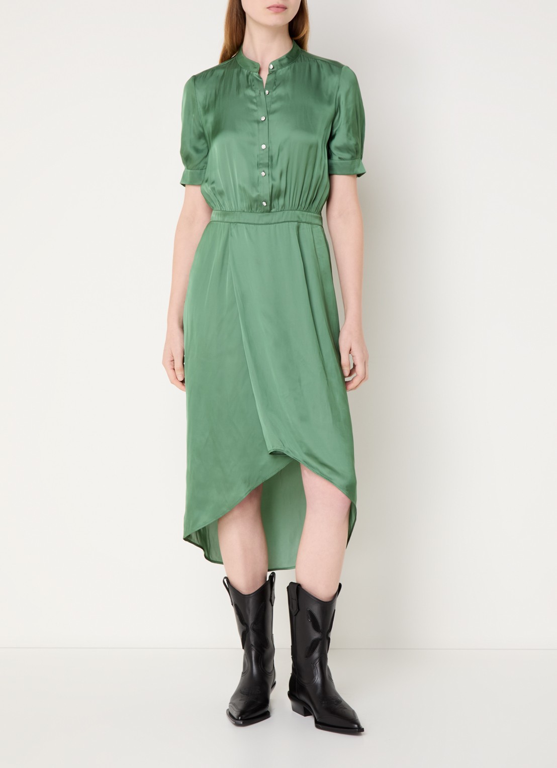 Zadig&Voltaire Rimaz midi tuniekjurk van satijn - detail 2 groen