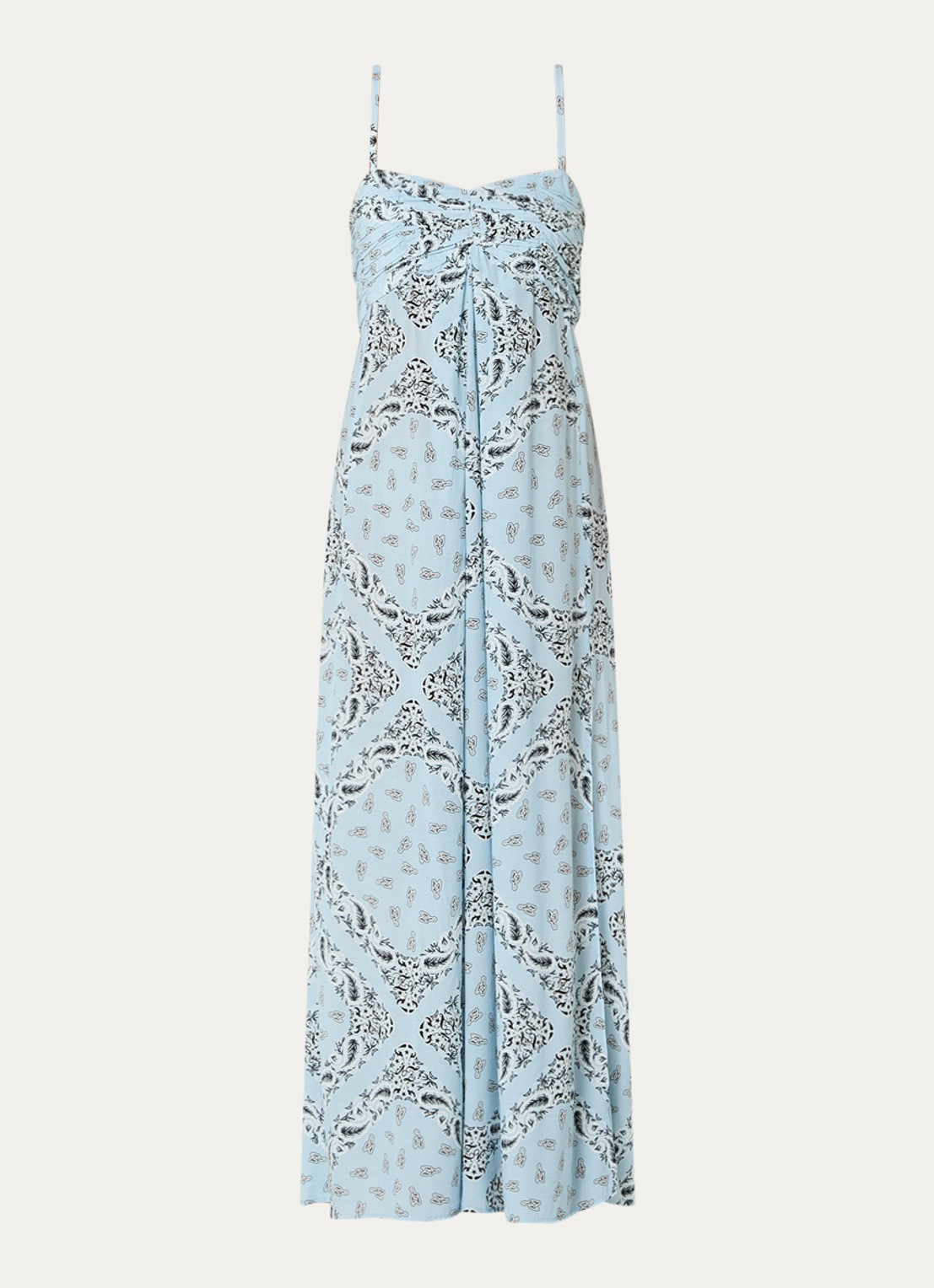 Zadig&Voltaire Rippie maxi jurk met logoprint  - voorkant lichtblauw