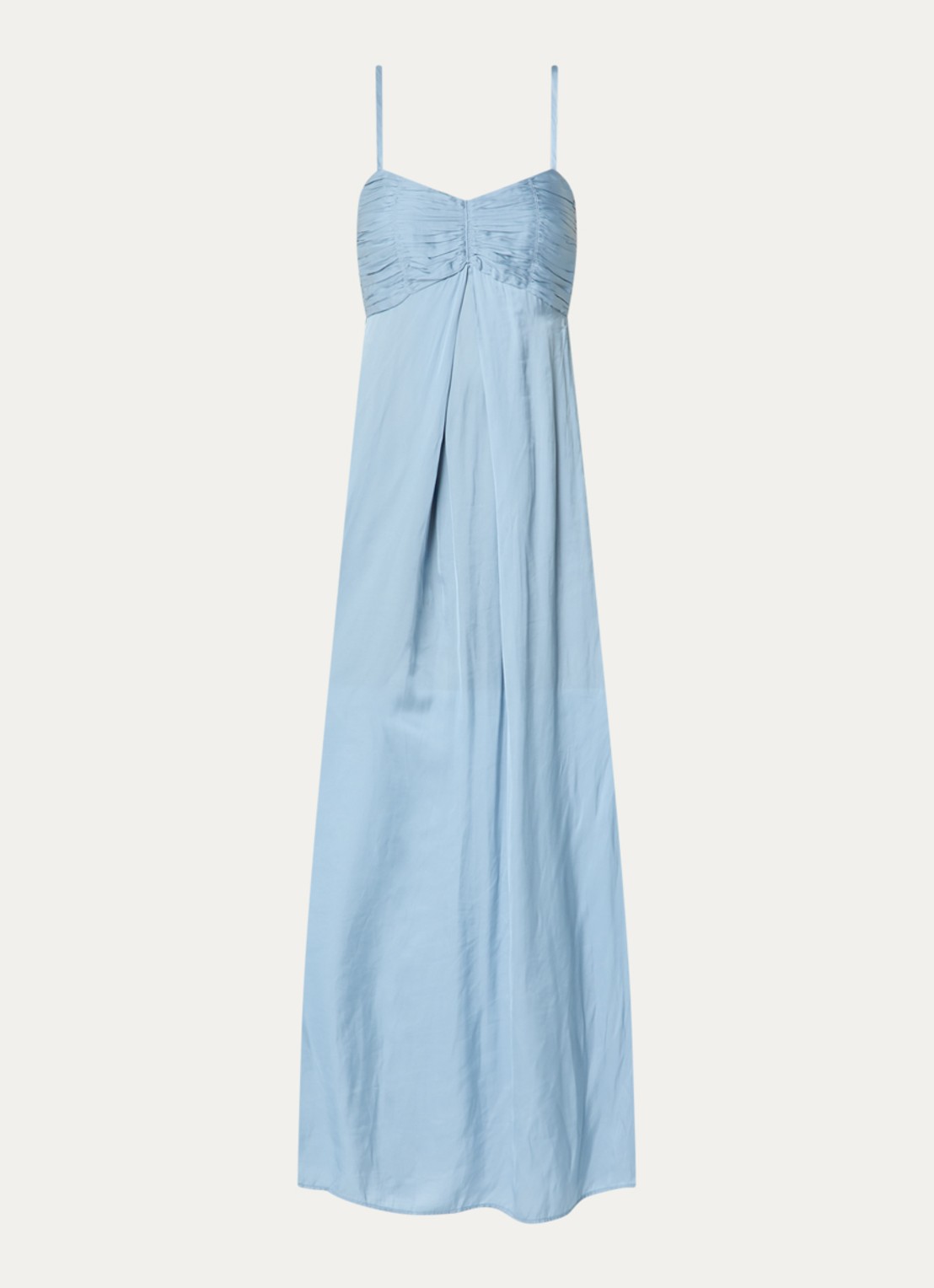 Zadig&Voltaire Rippie maxi jurk van satijn met split - voorkant lichtblauw