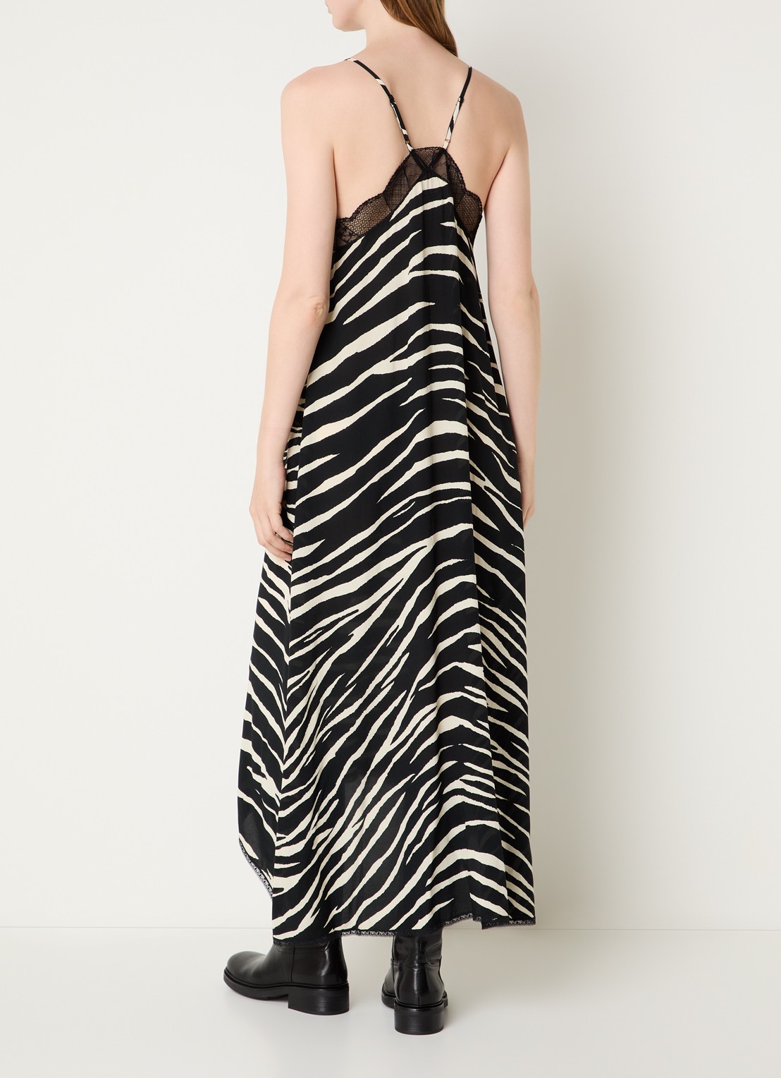 Zadig&Voltaire Risty maxi jurk met zebraprint - achterkant zwart