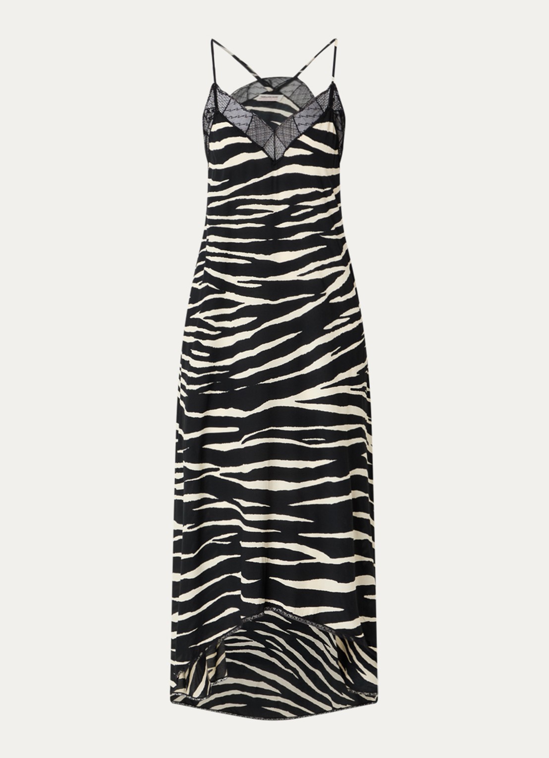 Zadig&Voltaire Risty maxi jurk met zebraprint - voorkant 2 zwart