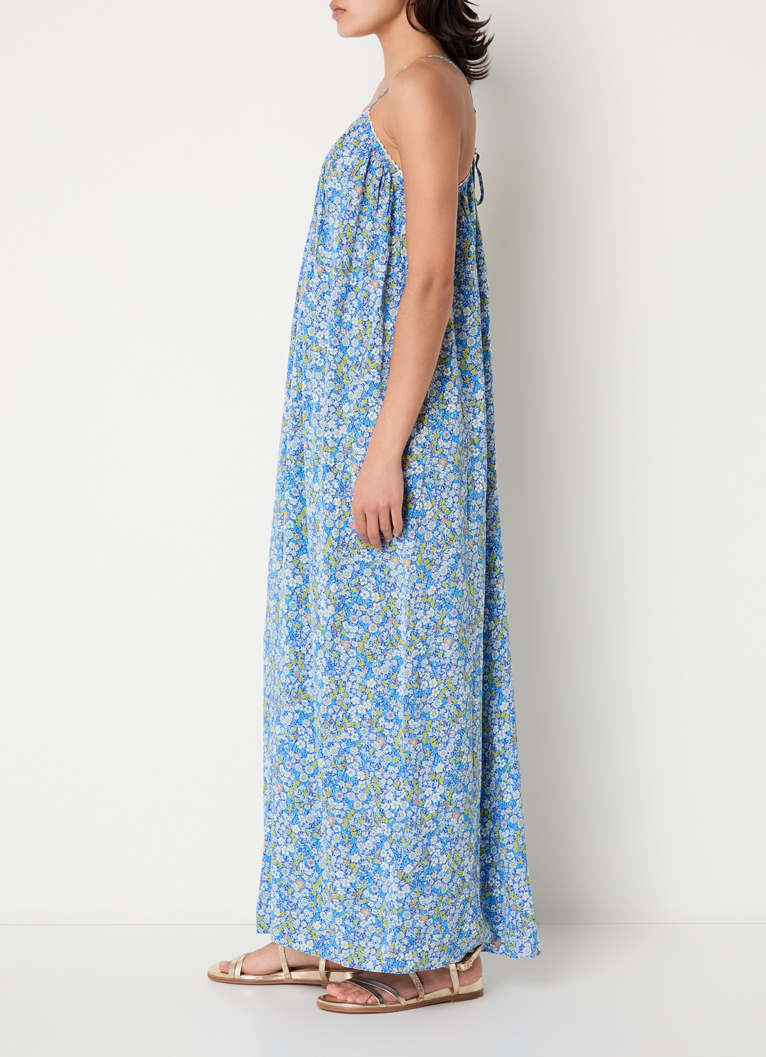 Zadig&Voltaire Ristym maxi jurk met print en details van kant - voorkant 3 blauw