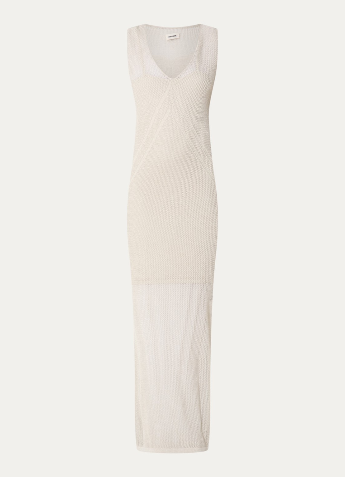 Zadig&Voltaire Riza semi-transparante maxi jurk met lurex en split - voorkant creme