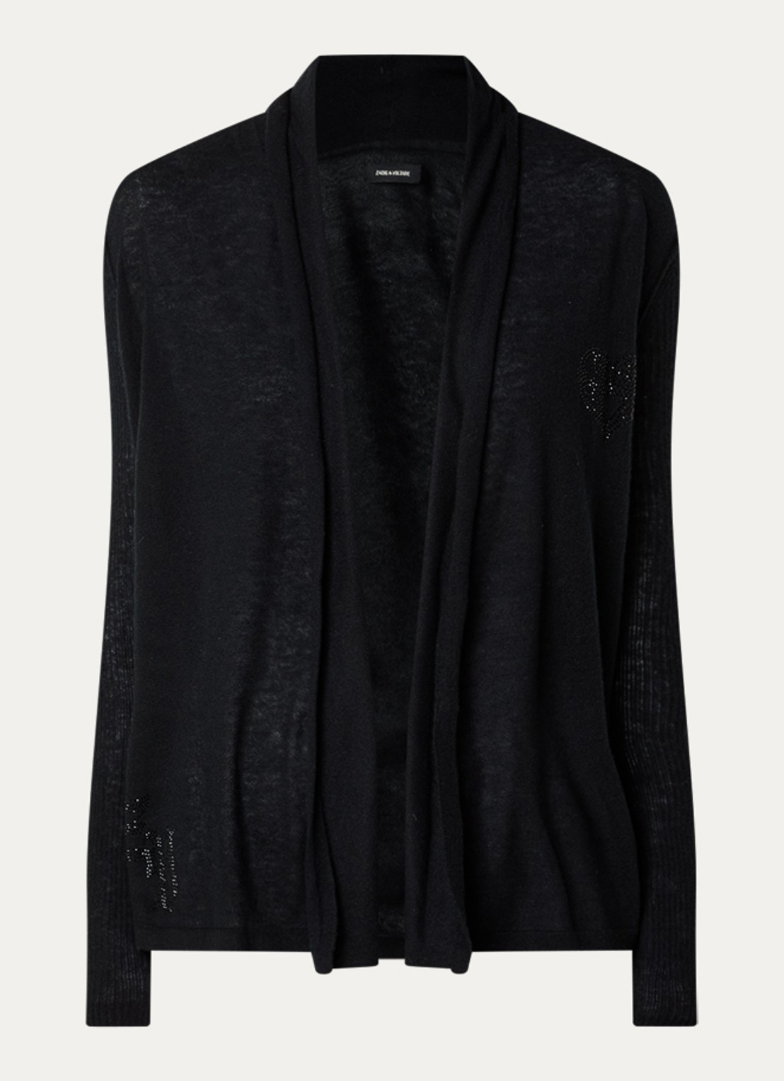 Zadig&Voltaire Robyn openvallend vest van kasjmier - voorkant zwart