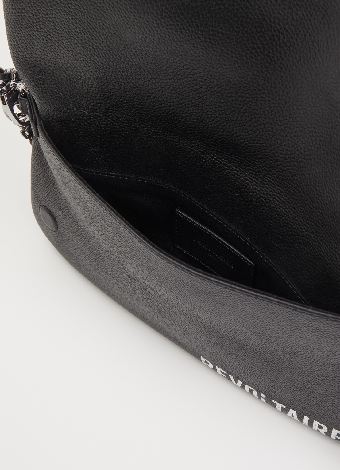 Zadig&Voltaire Rock Arty Tag clutch van leer met afneembare schouderriem - detail zwart